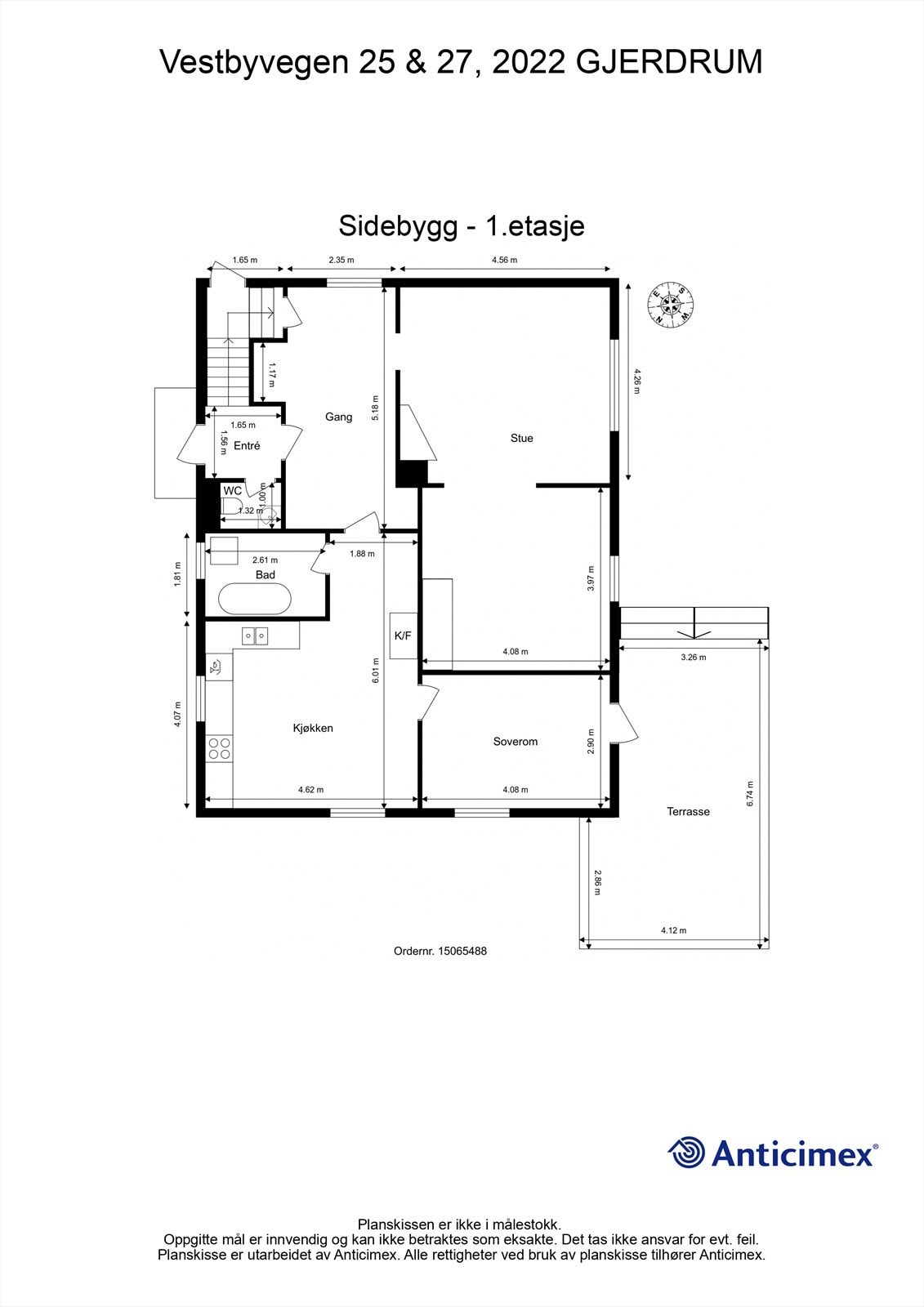 Plantegning 1. etasje kårbolig. Galleribilde