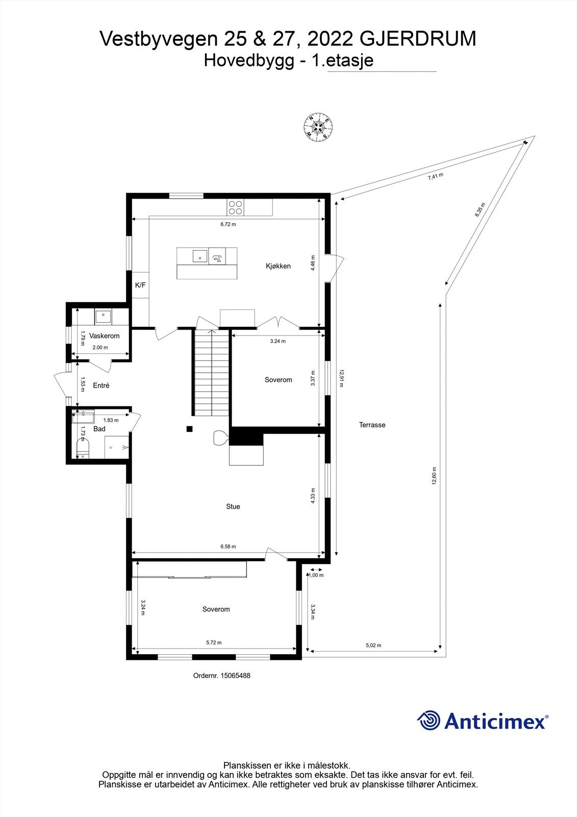 Plantegning hovedbygg 1. etasje. Galleribilde