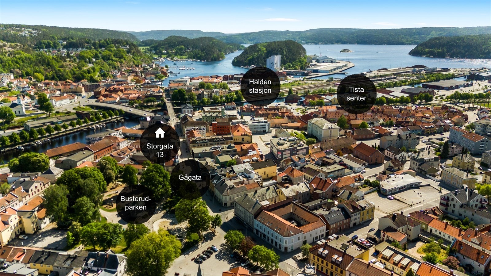 Oversikt over Halden sentrum Galleribilde