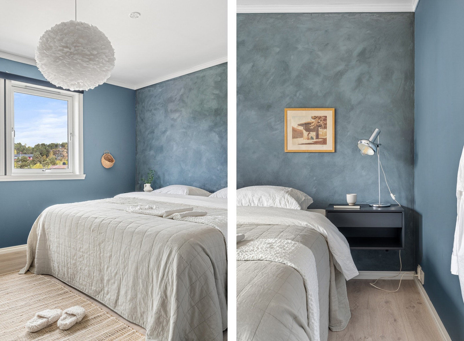 Her er det god plass til en stor seng med nattbord på hver side, samt oppbevaringsplass i en praktisk garderobe. Galleribilde