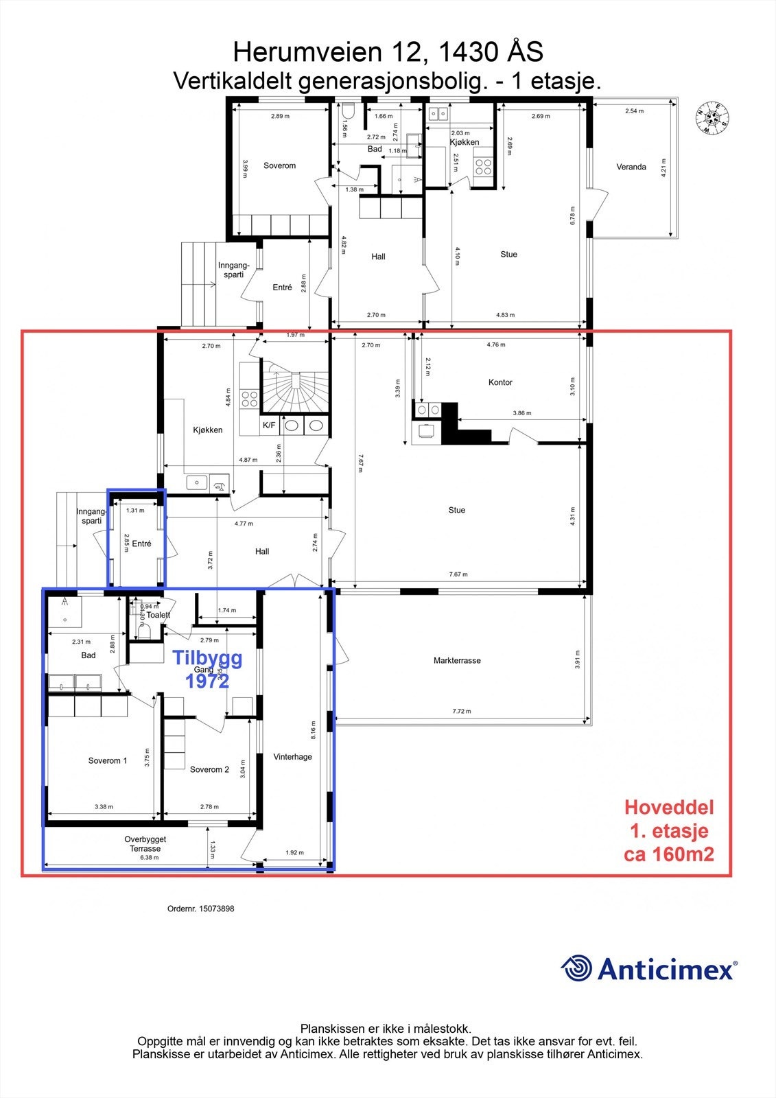 Plantegning 1. etasje - Hoveddel Galleribilde