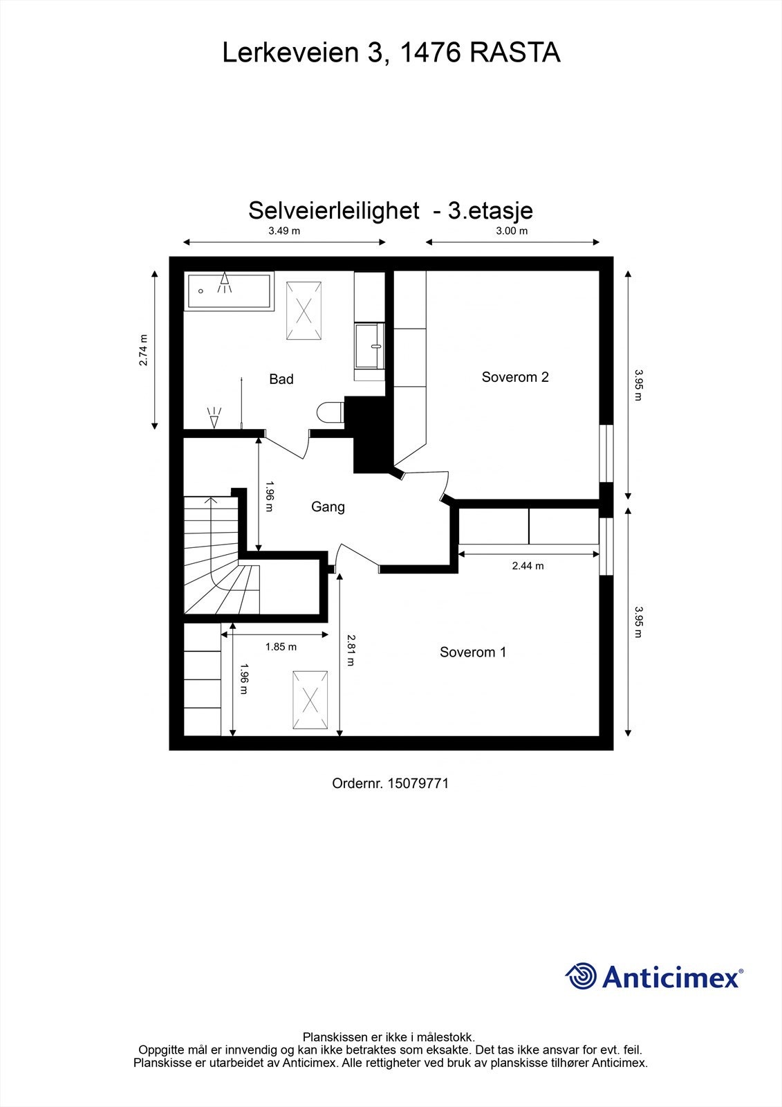 Plantegning 3 etasje. Galleribilde