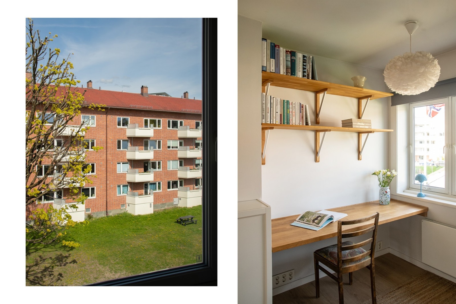 Begge soverommene er vendt ut mot rolige og grønne fellesarealer som bidrar til en behagelig og skjermet atmosfære. Galleribilde