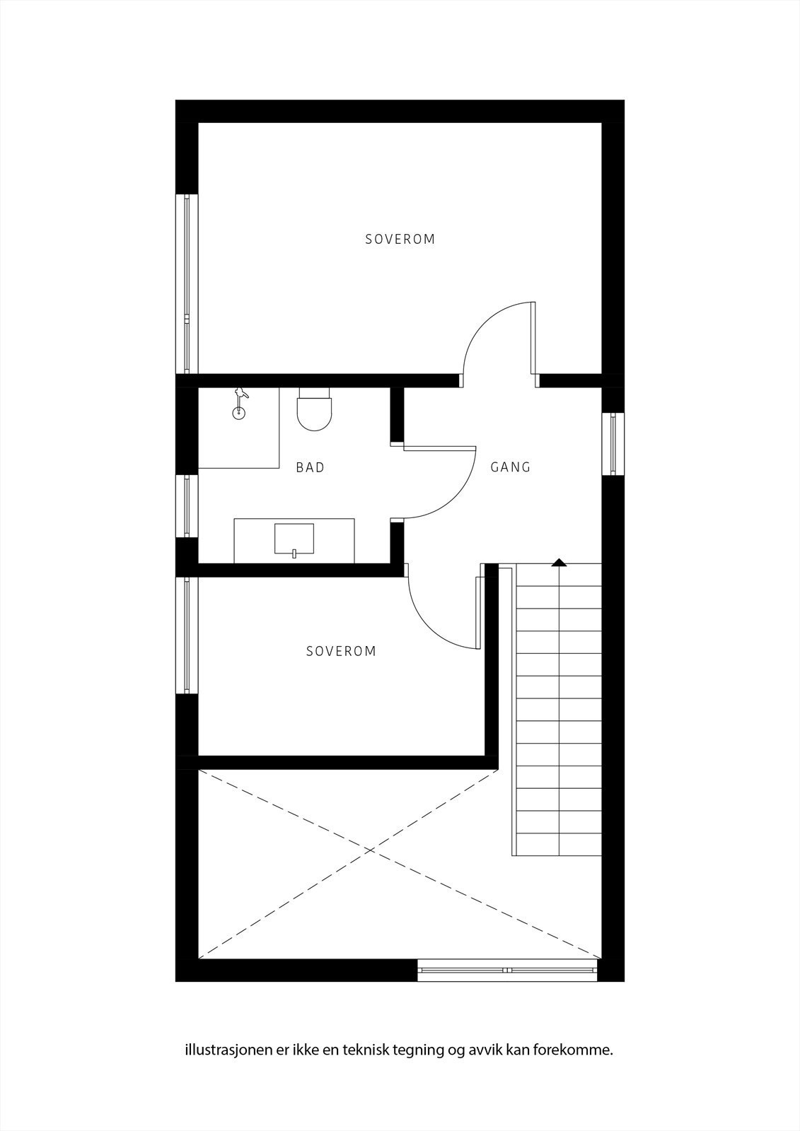 2. etg. (Noen andre av disse husene har valgt å tette galleri, for en ekstra stueløsning.) Galleribilde