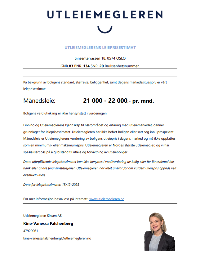 Her kan du bo selv, eller leie ut til en estimert utleieverdi på omtrent 21 500 kr/mnd. Galleribilde