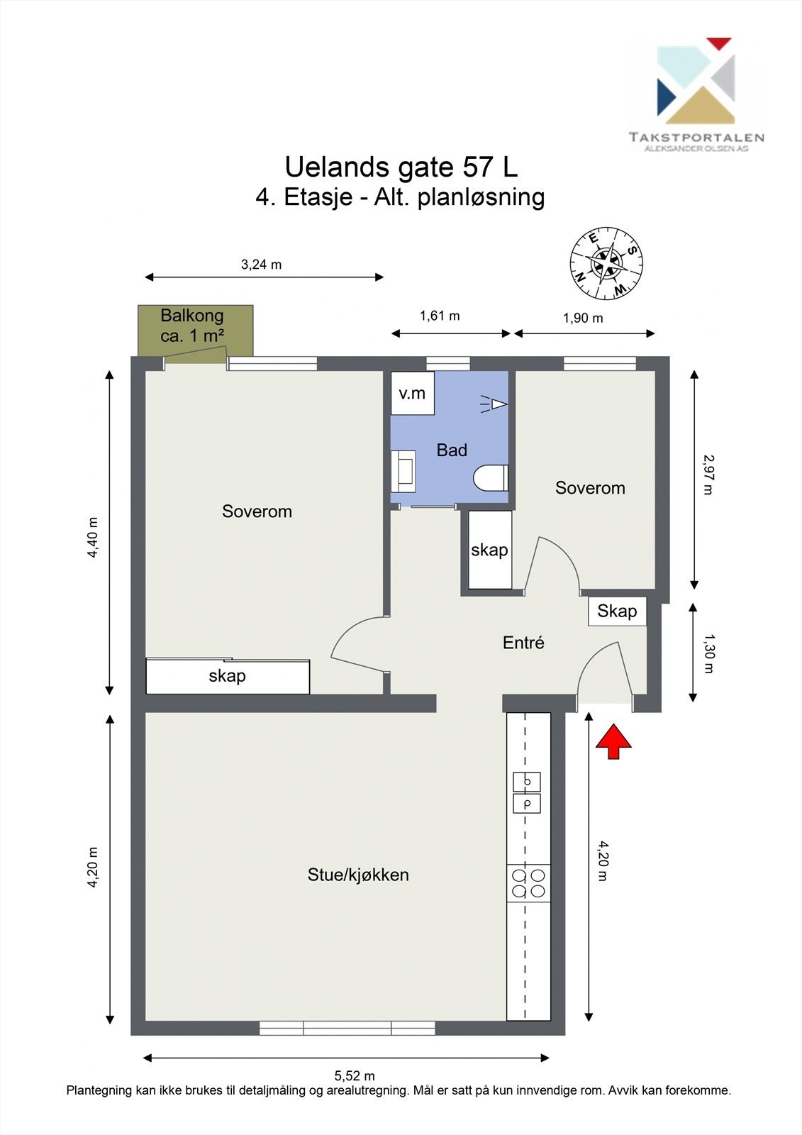 Alternativ plantegning med 2 soverom Galleribilde