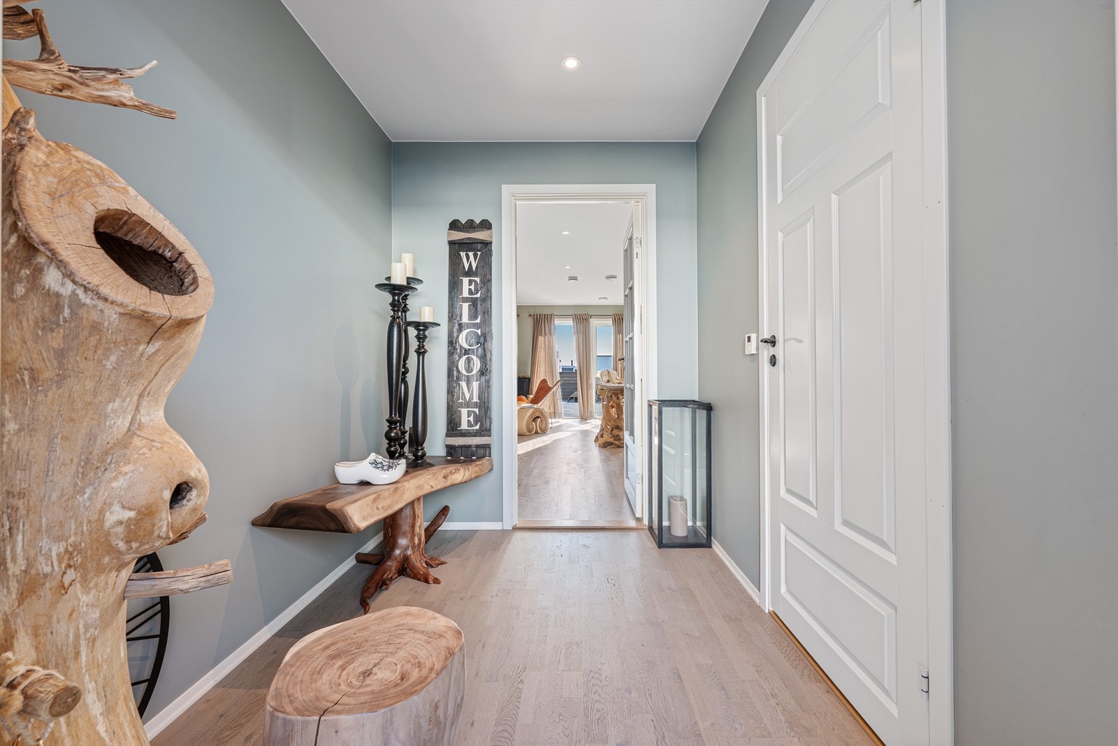 Innbydende entré med parkett og varmekabler i gulvet. Galleribilde