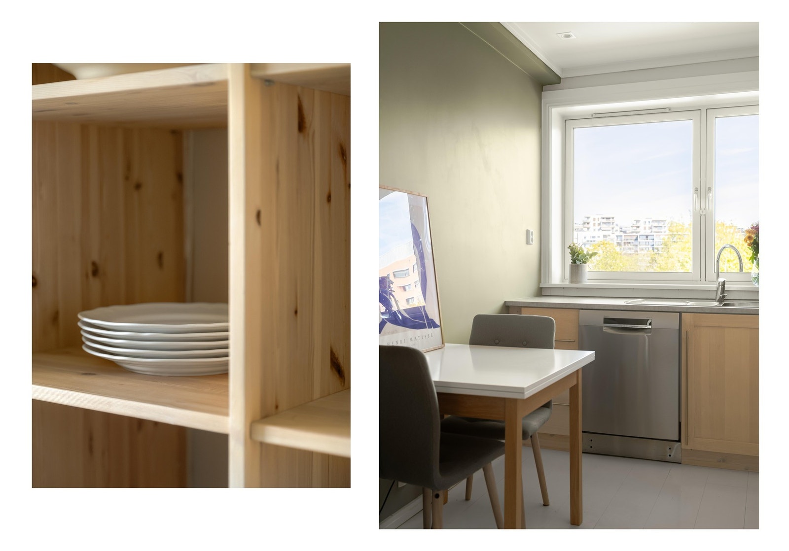 På kjøkkenet finner du også det perfekte frokostbordet, hvor du samtidig kan nyte utsikten over tretoppene. Galleribilde