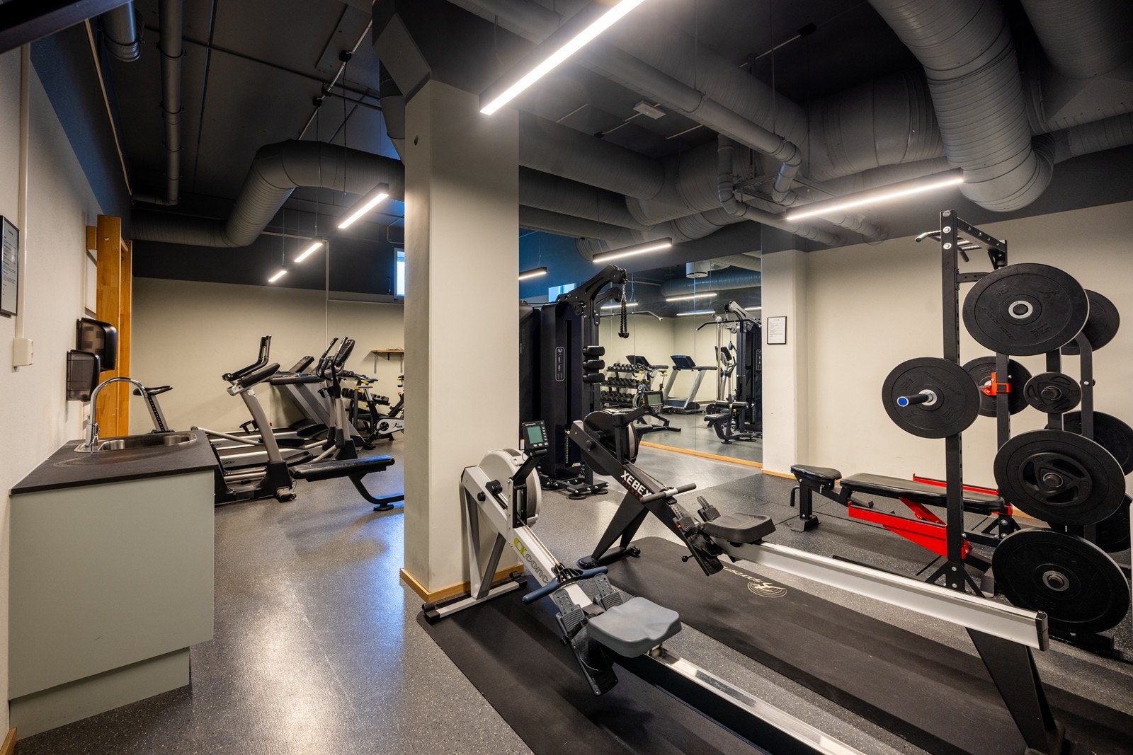 Sameiet disponerer eget treningsrom for beboerne, utstyrt for variert hverdagsaktivitet og enkel styrke- og kondisjonstrening. En praktisk og tidsbesparende fasilitet i hverdagen. Galleribilde