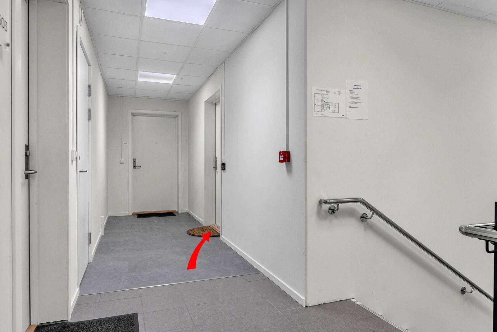 Fellesgang i 6. etasje med adkomst til kun tre leiligheter. Galleribilde