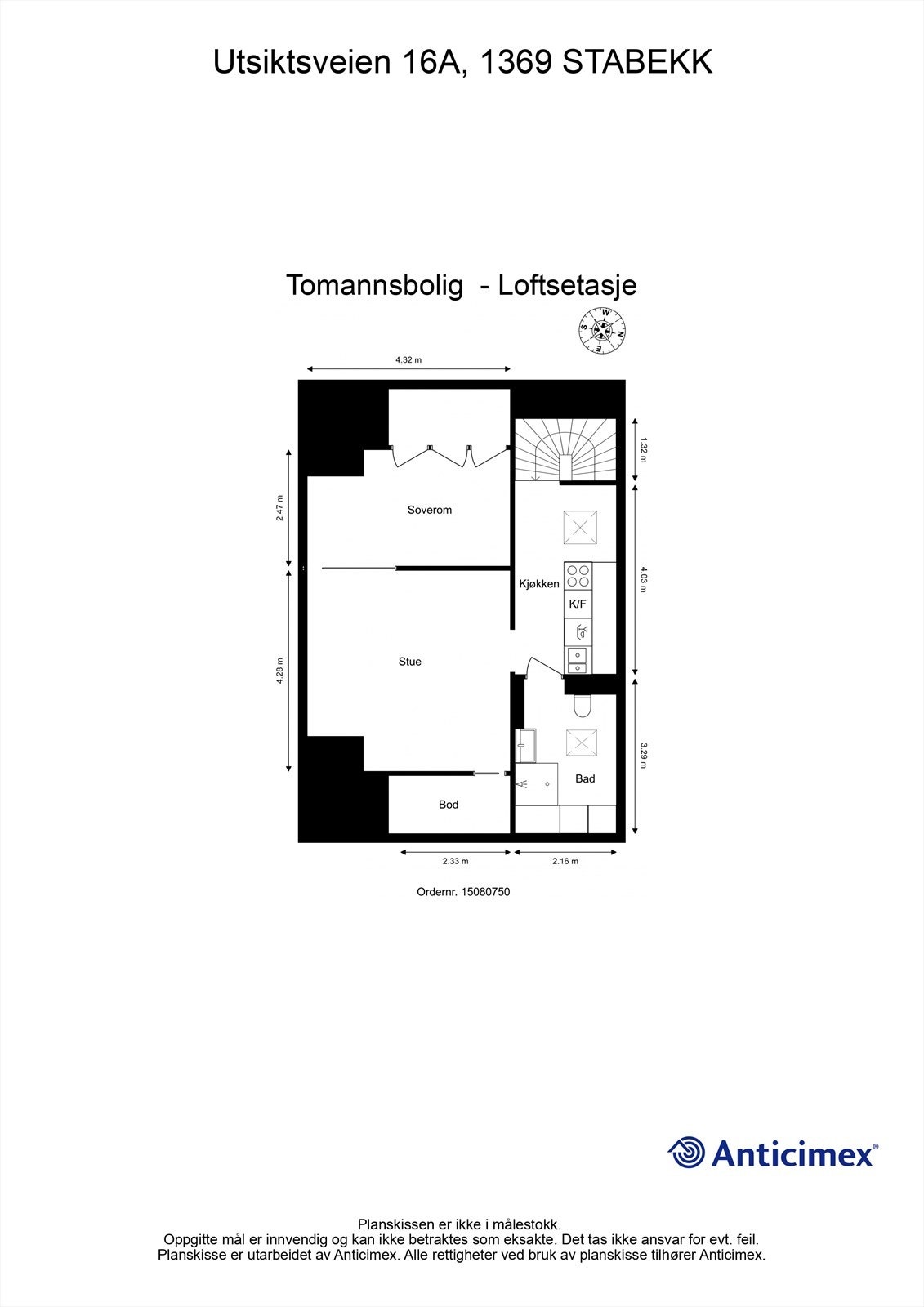 Plantegning loftsetasje Galleribilde