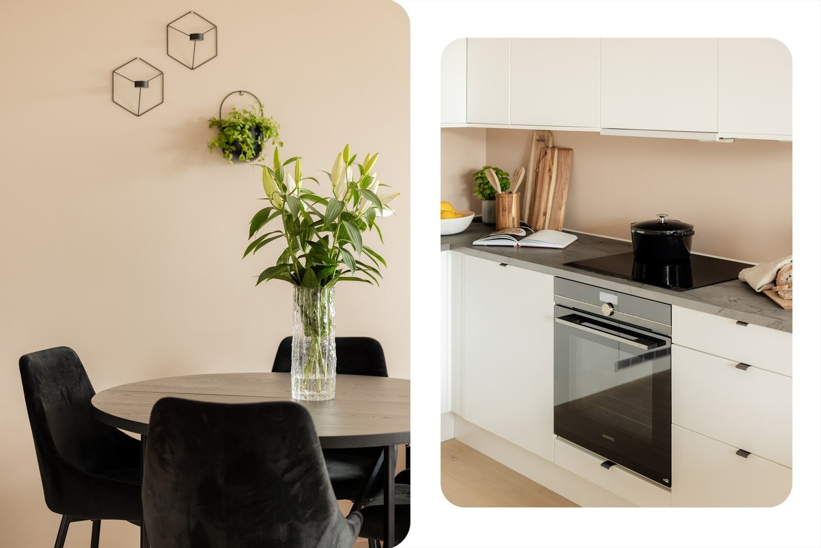 Kjøkkenet er utstyrt med stekeovn, platetopp, oppvaskmaskin og kjøl/fryseskap. Galleribilde