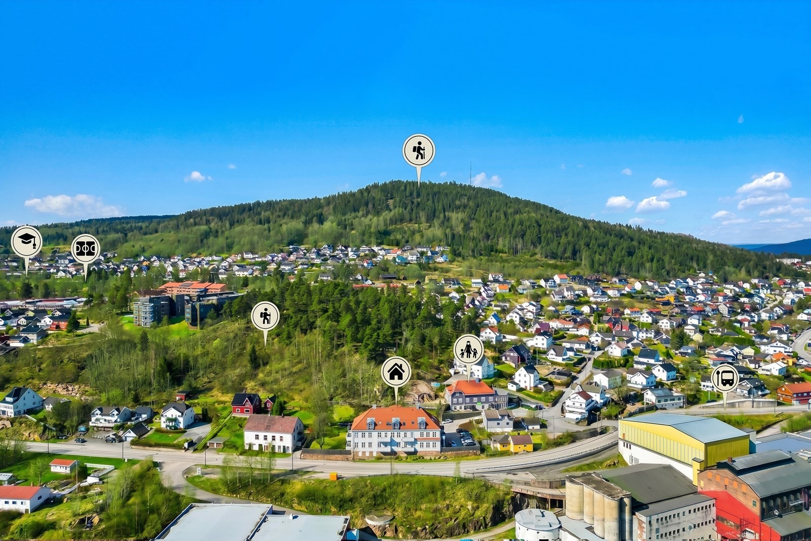 Her bor du med nærhet til både sentrum og flotte turområder som Nordbykollen. Sommersesong er AI-generert. Galleribilde