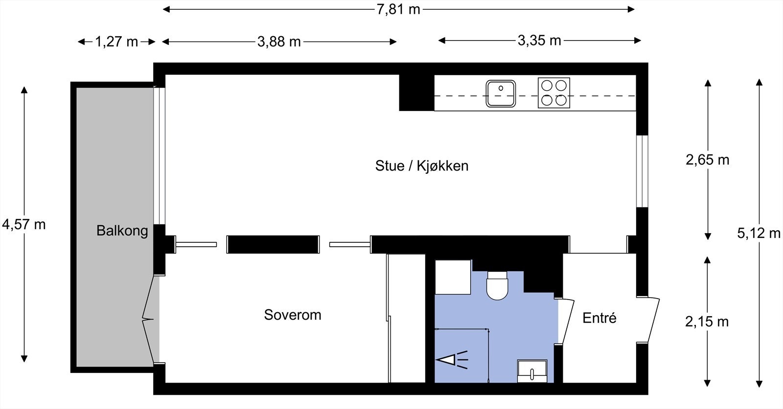 Plantegning utarbeidet av takstmann. Galleribilde