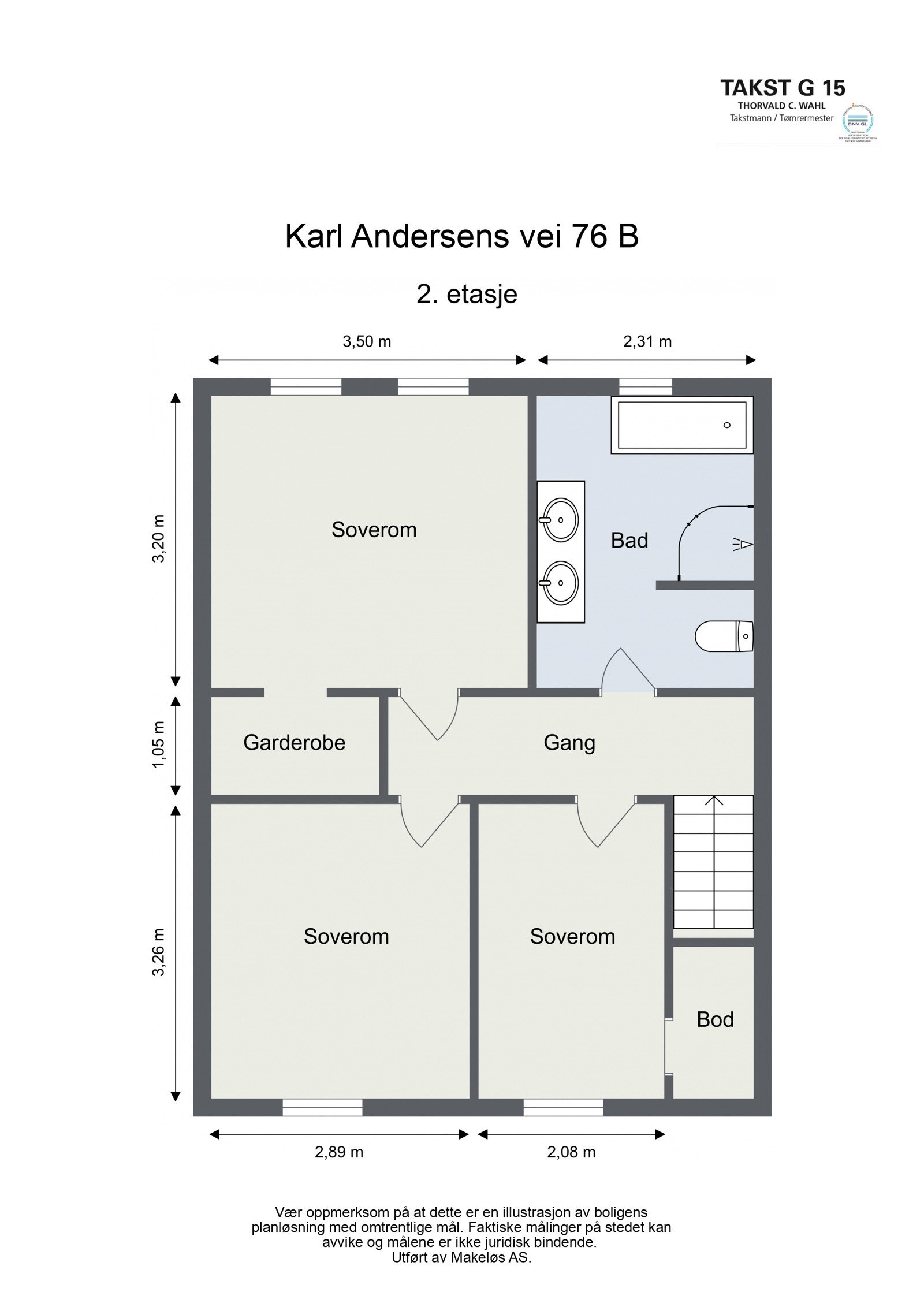 2. etasje med trappegang, 3 soverom og et fantastisk baderom. Galleribilde