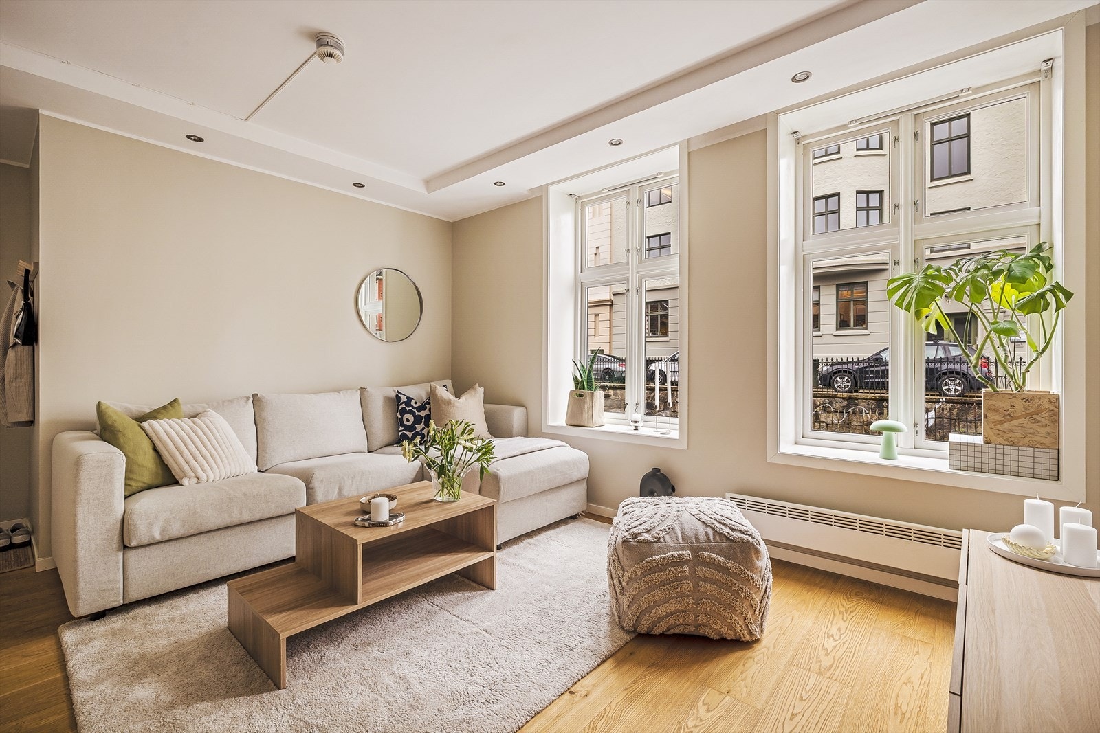 Det er felles brannvarsling- og sprinkleranlegg i hele bygget. Galleribilde