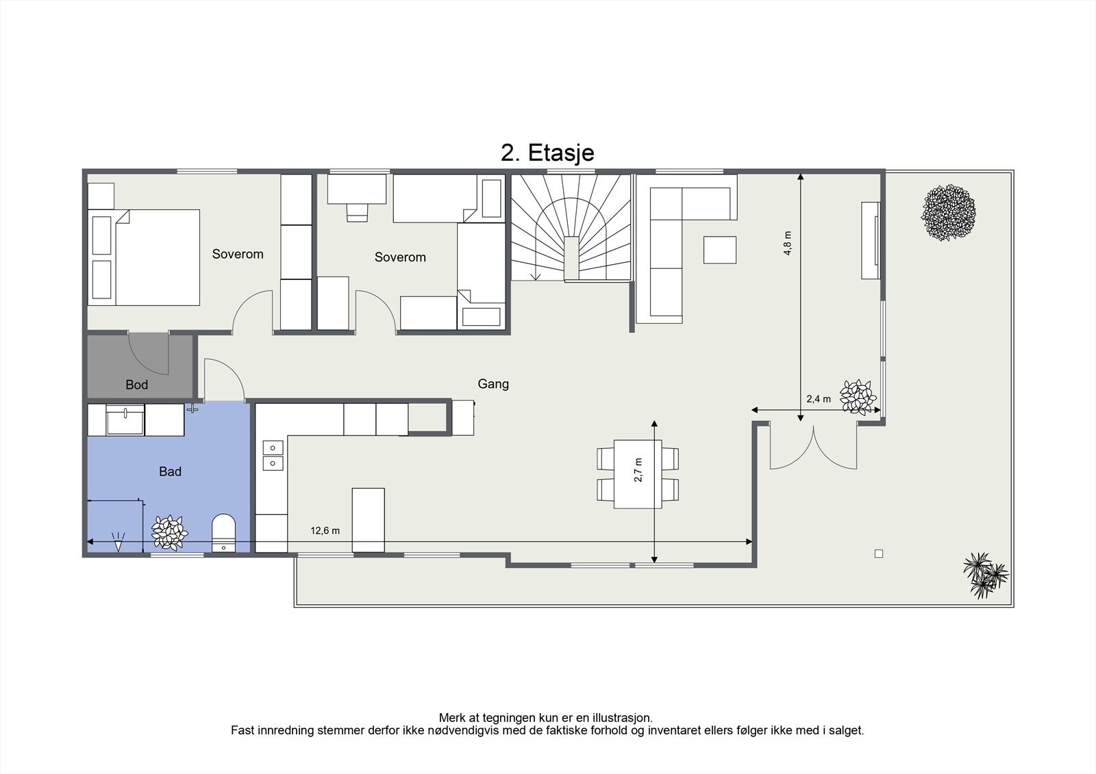 Planløsning for hovedetasjen. Galleribilde