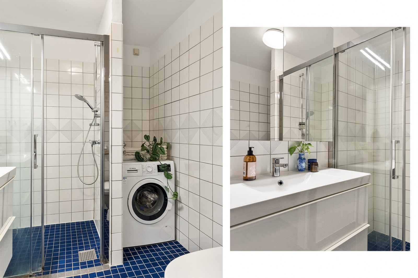 Opplegg for vaskemaskin på badet. Galleribilde