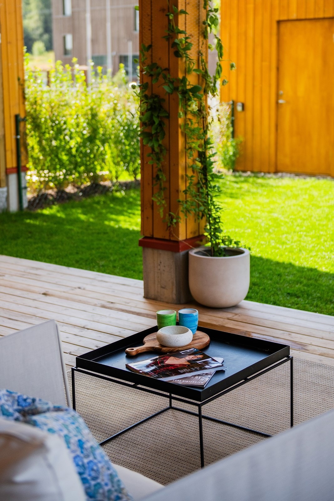 Nyt varme sommerdager med egen plen og hyggelig beplantning. Galleribilde