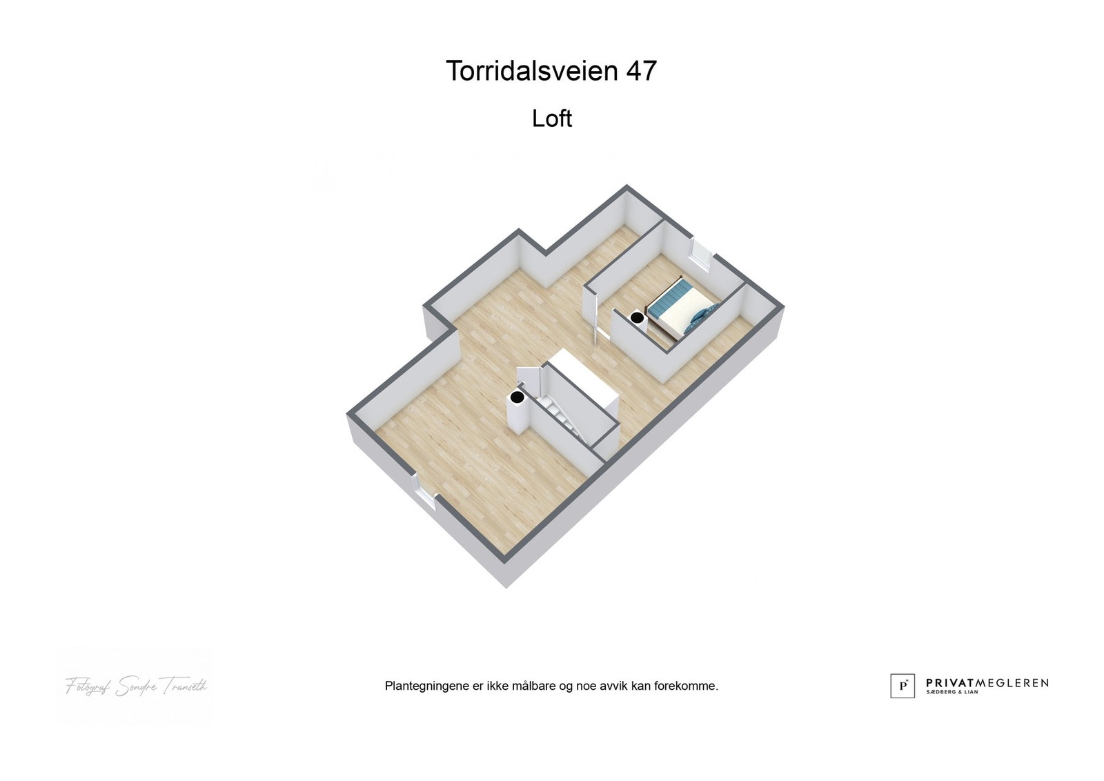 3D plantegning loft - laget av fotograf Galleribilde