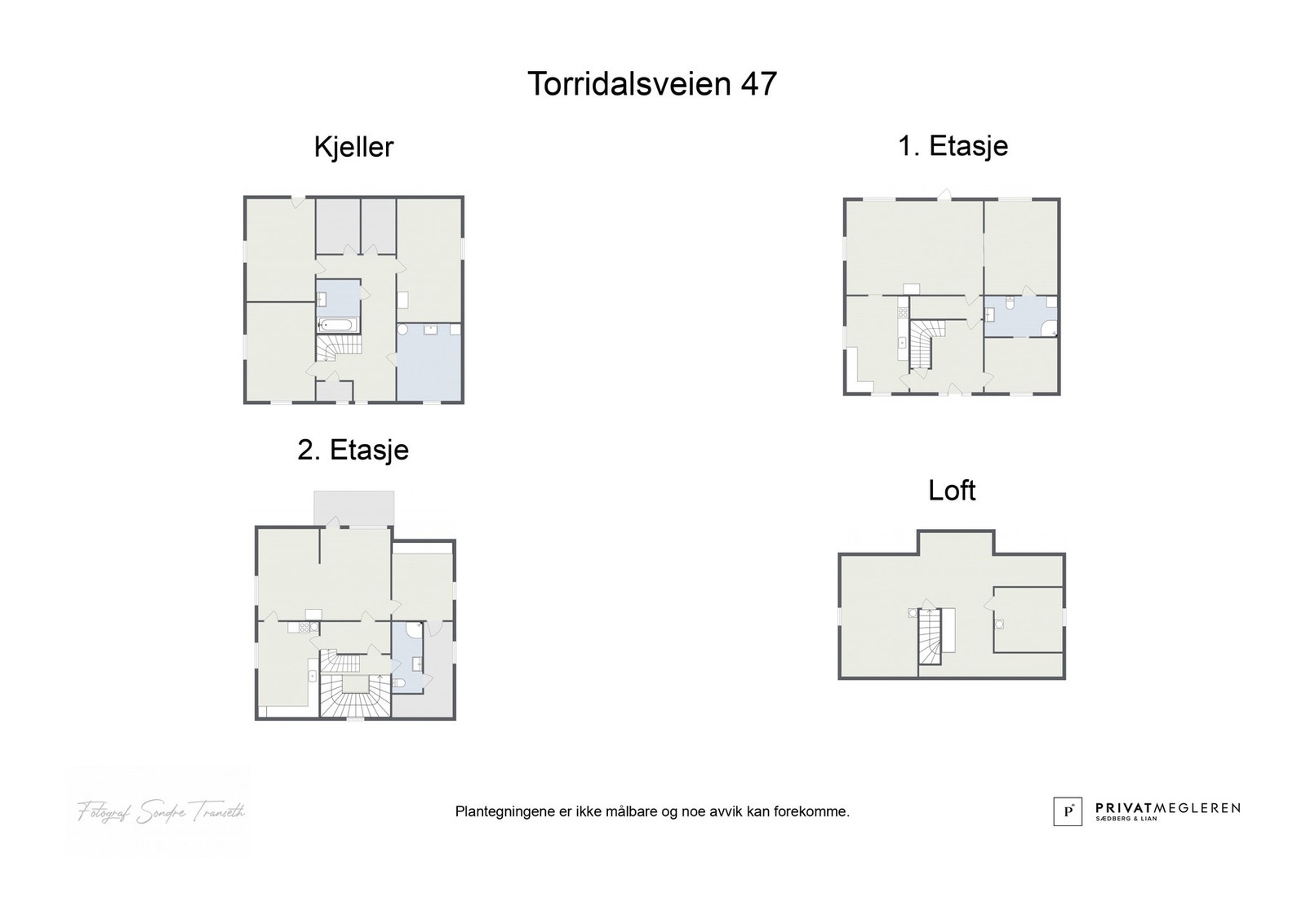 Plantegninger alle etasjer - laget av fotograf Galleribilde