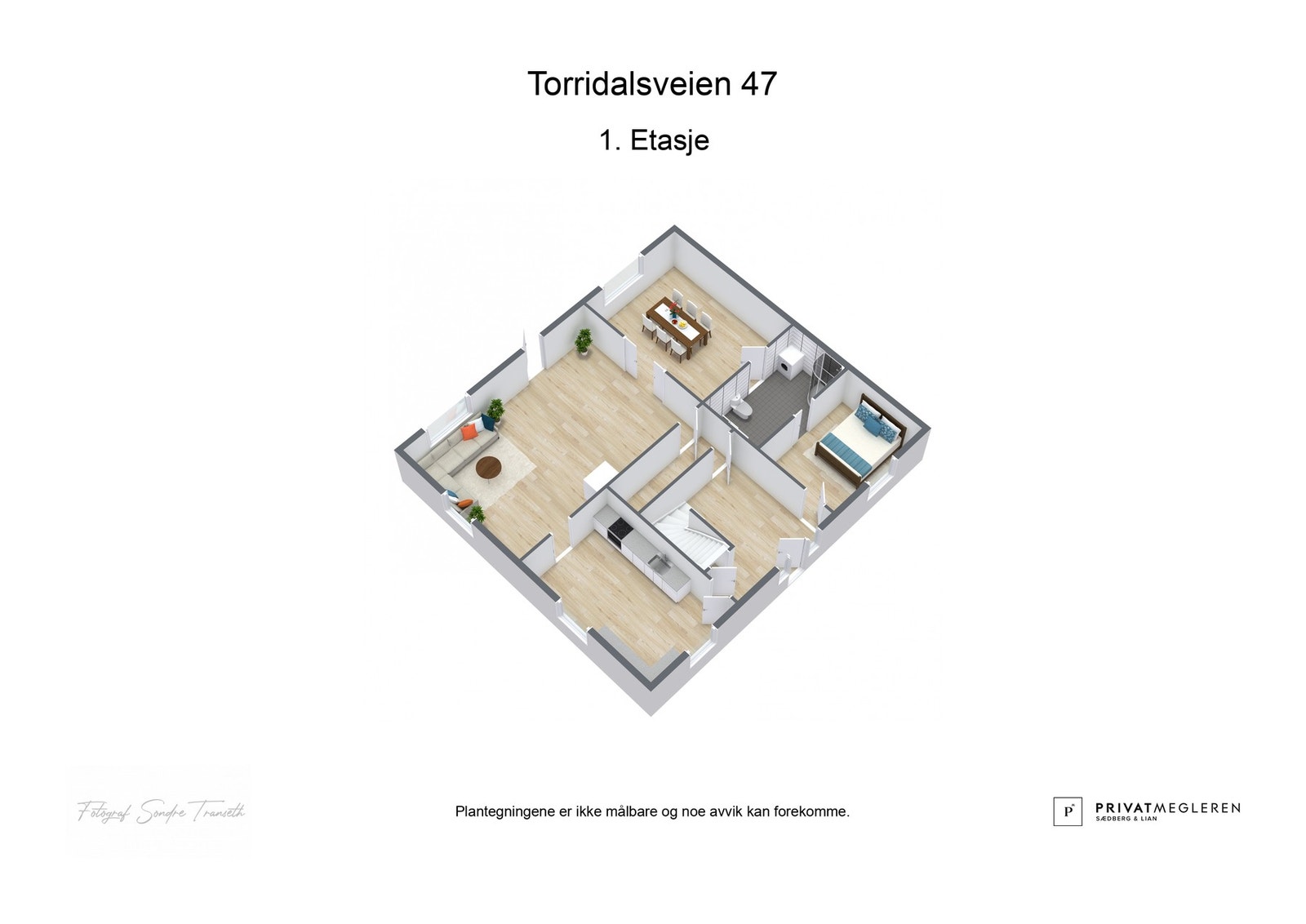 3D plantegning 1.etg. laget av fotograf Galleribilde