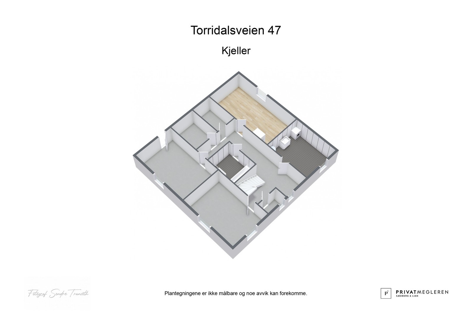 3D plantegning kjeller - laget av fotograf Galleribilde