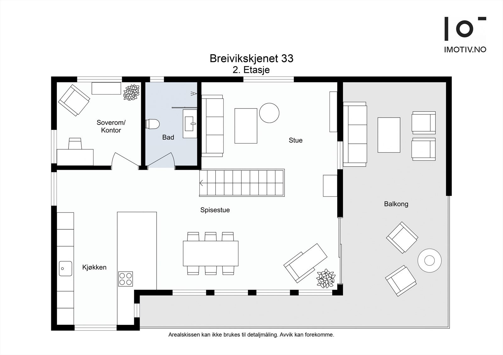 Andre etasje er et åpent og sosialt plan med stue, spisestue og kjøkken, samt utgang til en stor terrasse på 42 m². Galleribilde