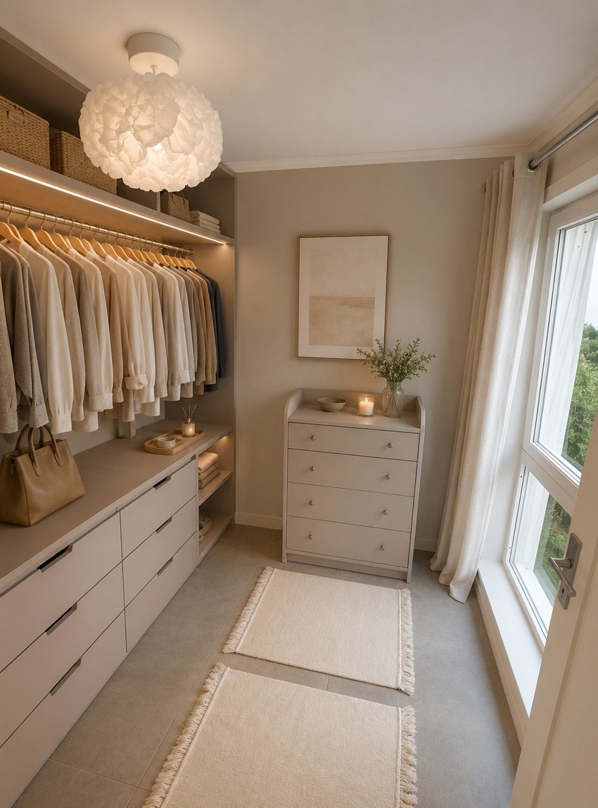 AI generert bilde som viser alternativt bruk av hybel som walk-in-closet. Galleribilde