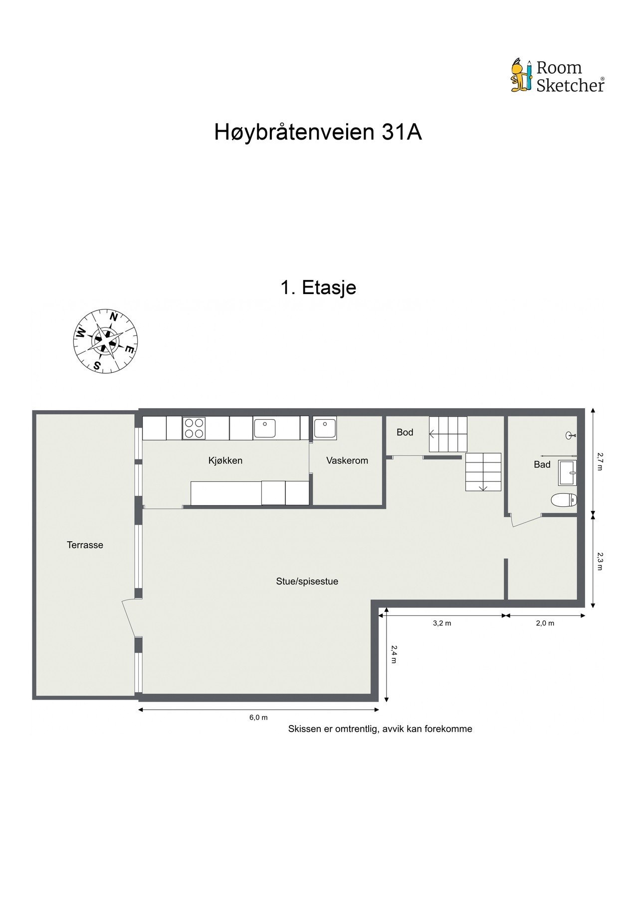 Målsatt plantegning (underetasje). Galleribilde