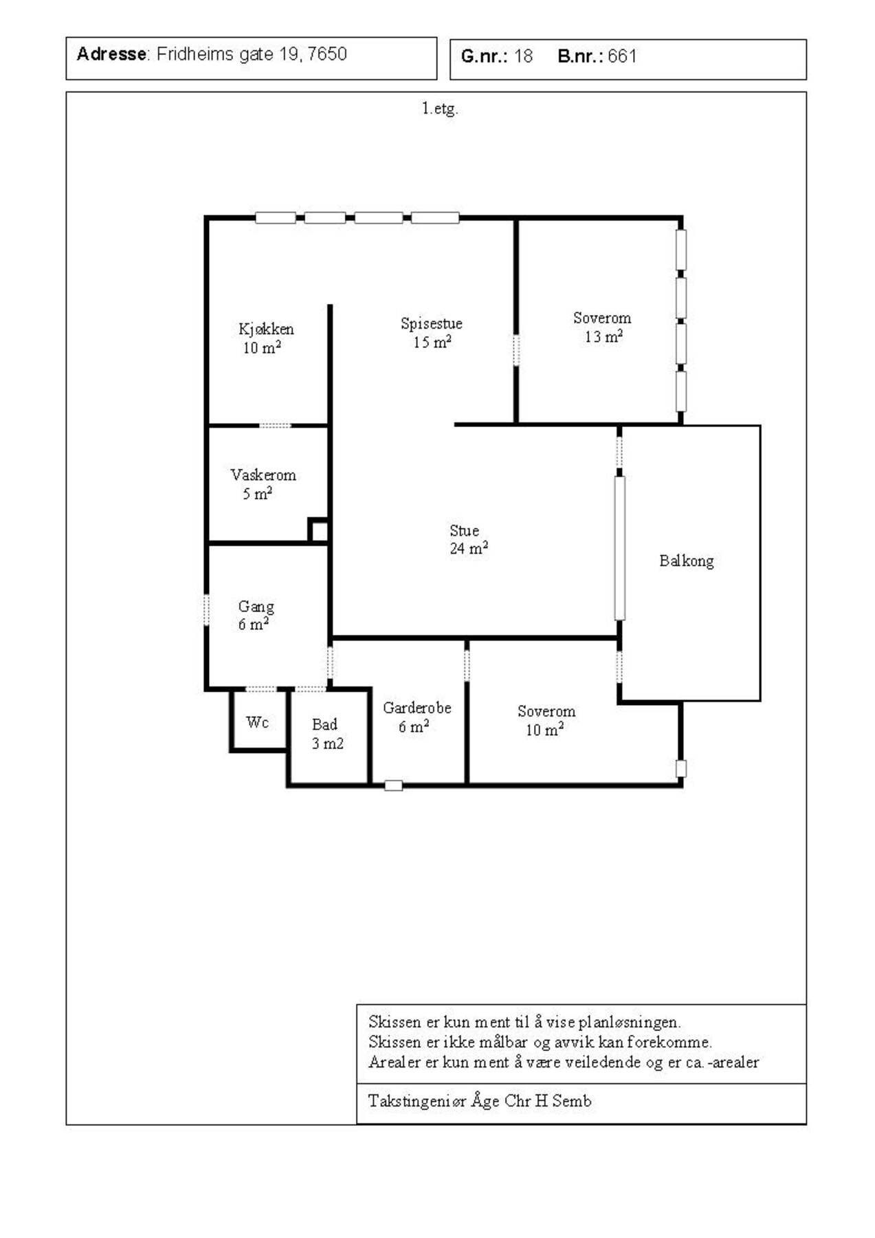 Planskisse av leiligheten. Galleribilde
