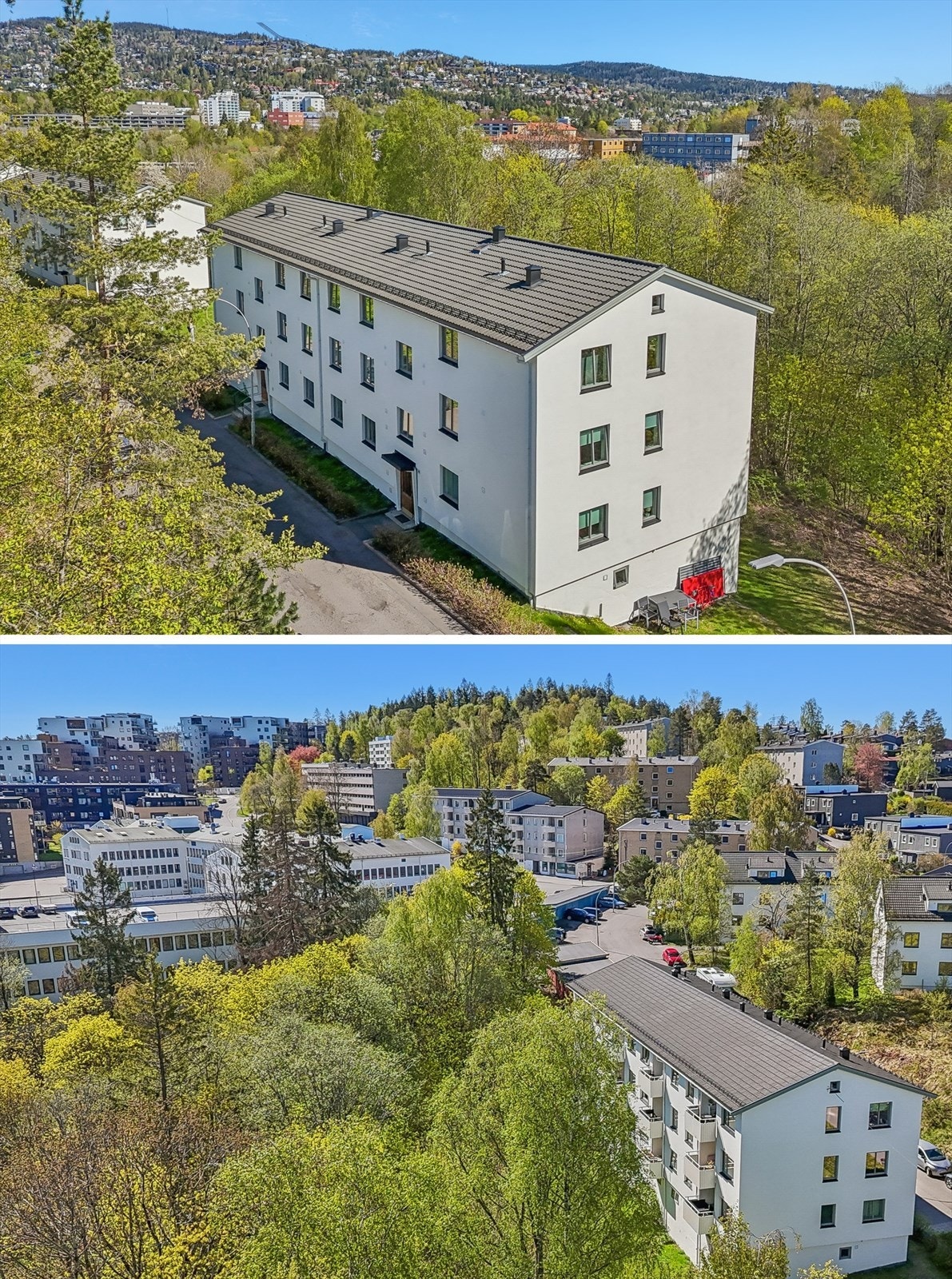 Her får du naturnær beliggenhet med sti rett ned i Mærradalen, utsikt til Holmenkollen og gåavstand til alt fra matbutikker til treningssenter. Galleribilde
