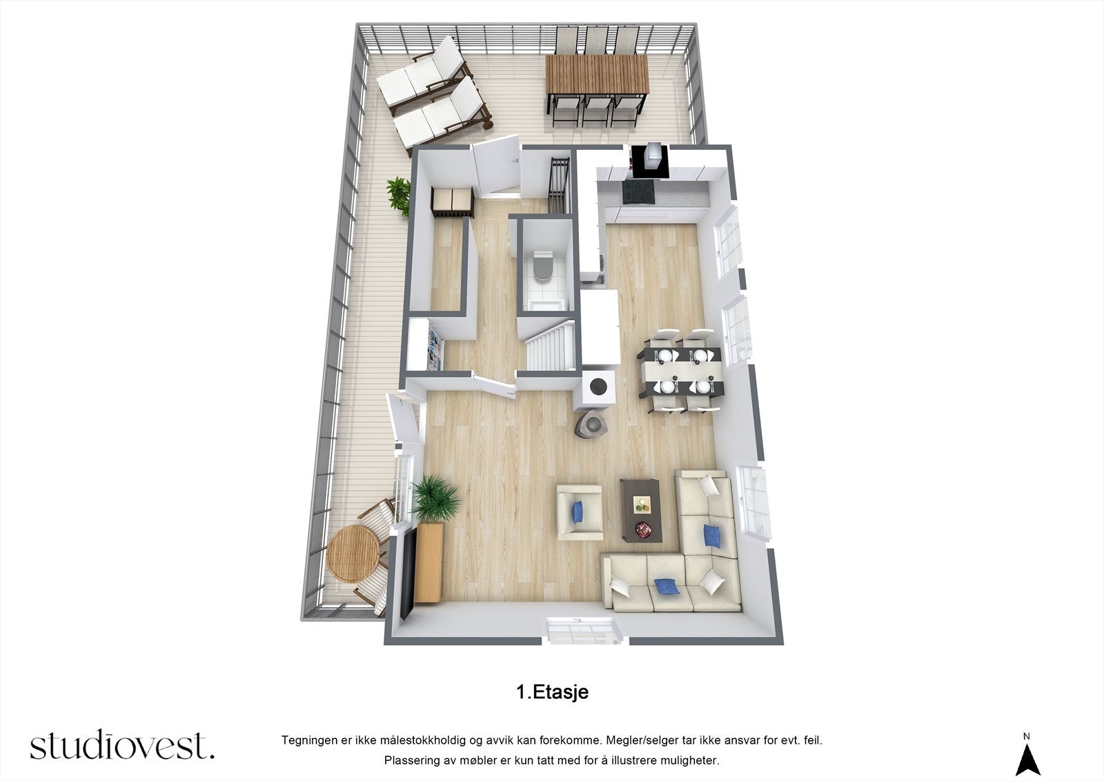 Planskisse 1.Etasje 3D. Galleribilde