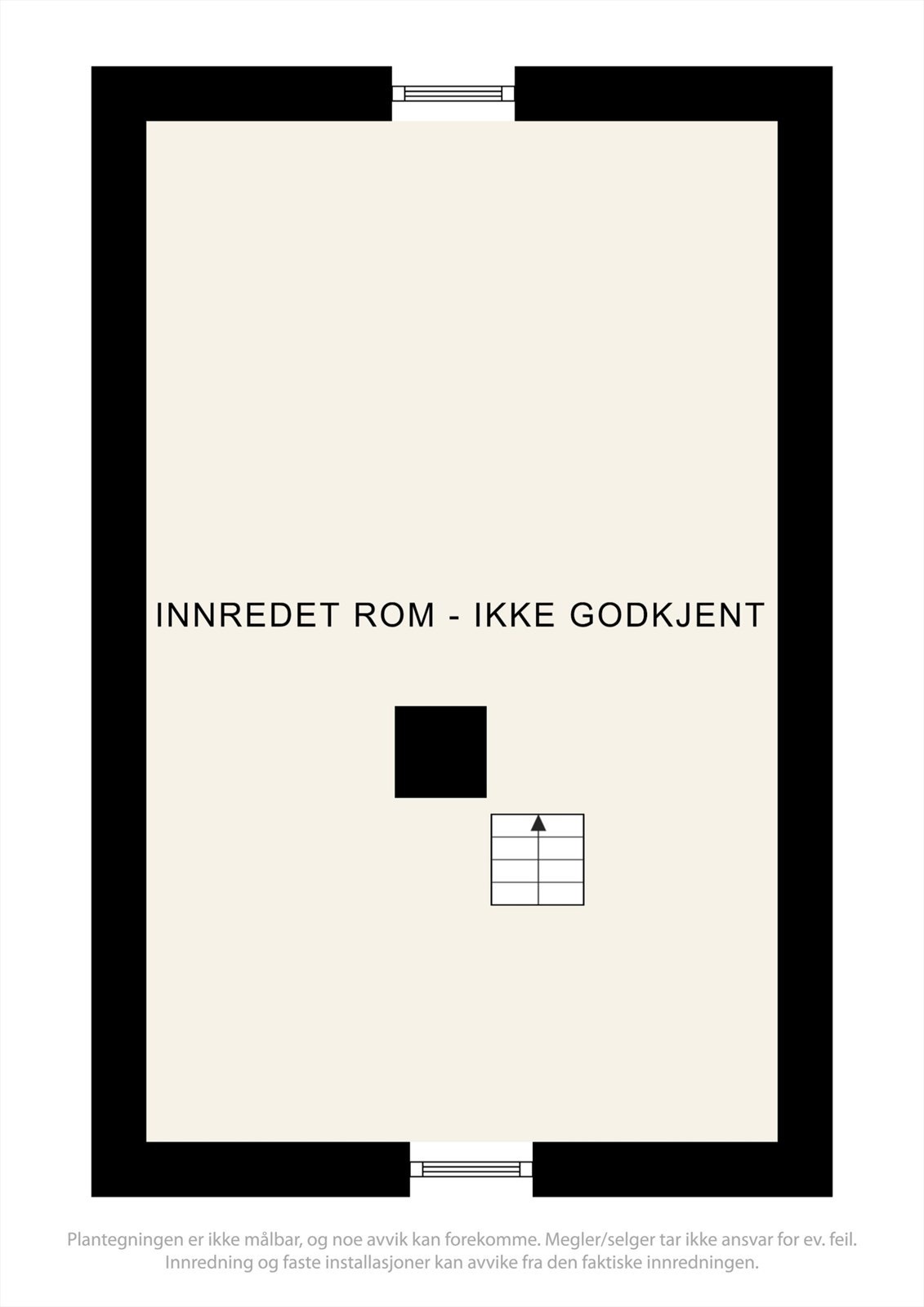 Loftsetasjen er innredet med soveplasser, rommet er ikke godkjent for varig opphold. Se pkt. ferdigattest. Galleribilde