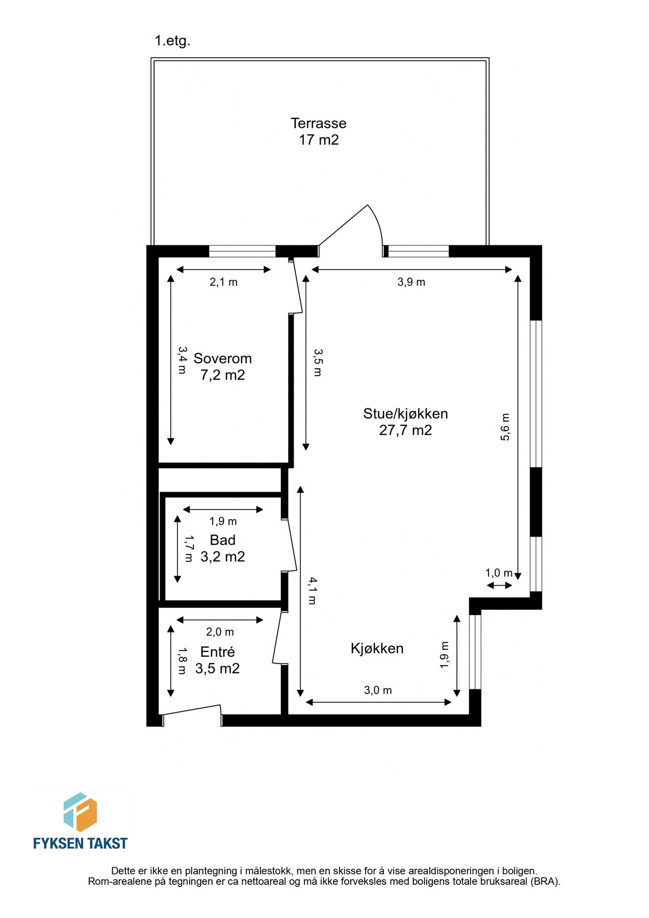 Målsatt planskisse. Galleribilde
