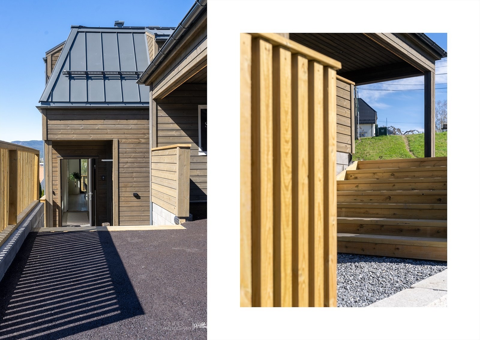 Flott inngangsparti med trapp rett ned fra carporten. Galleribilde