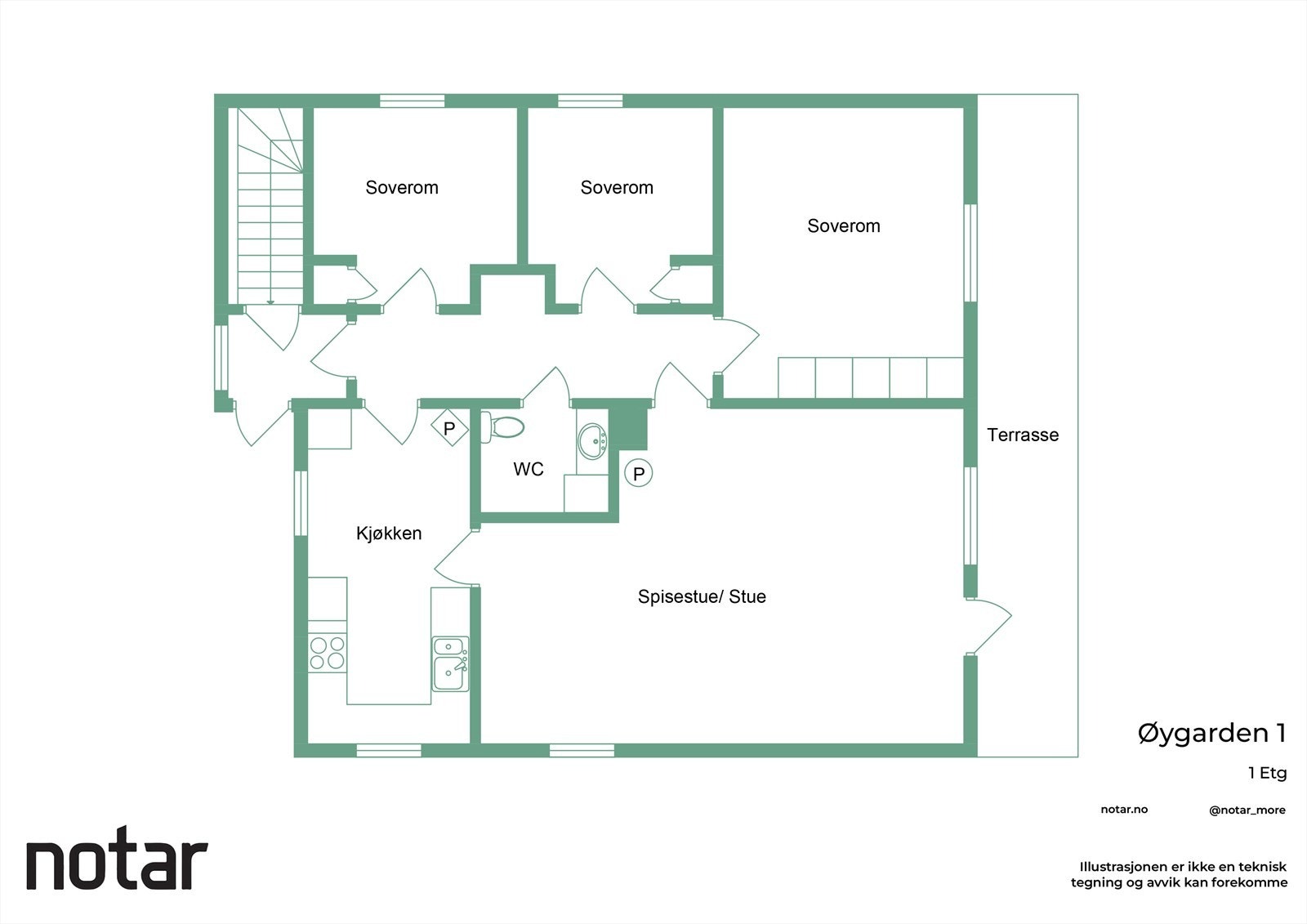 Kjøkkenet er utstyrt med lyse fronter, laminat benkeplate og ventilator med mekanisk avtrekk. Galleribilde