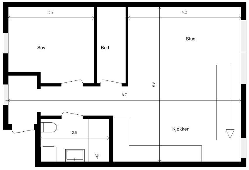 Plantegning 1. etasje Galleribilde