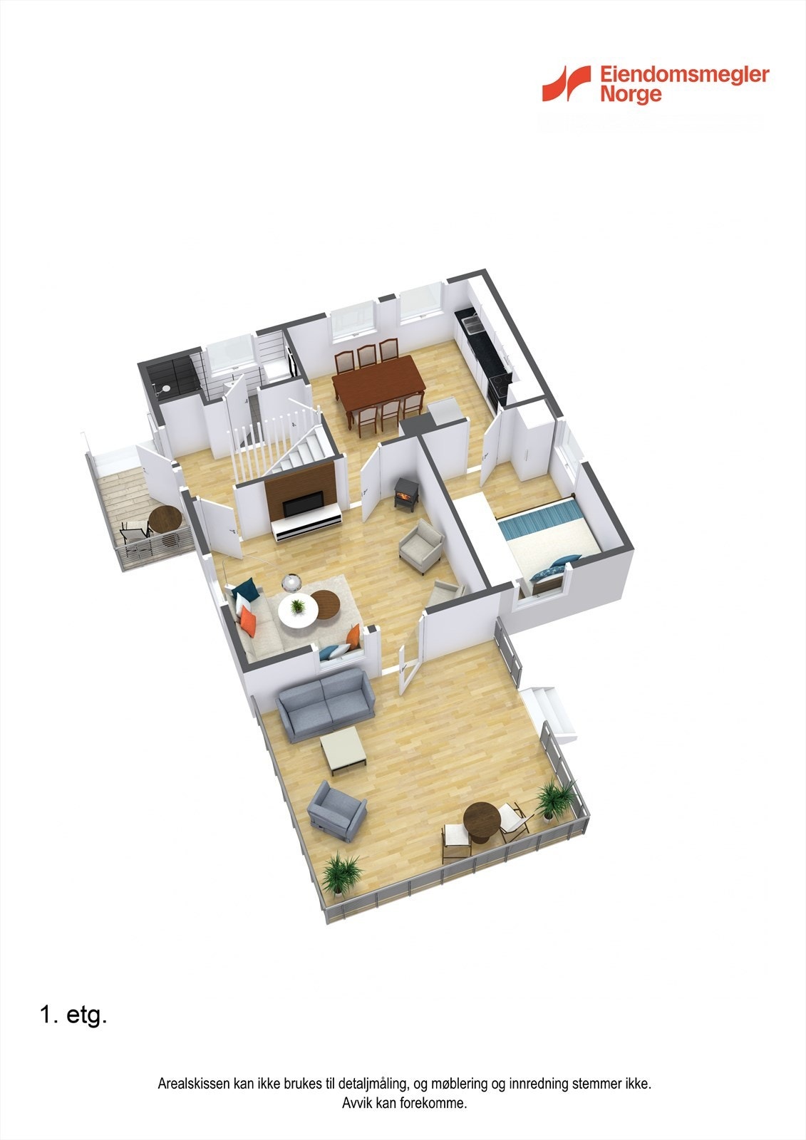 Planteikning 1.etasje 3D Galleribilde