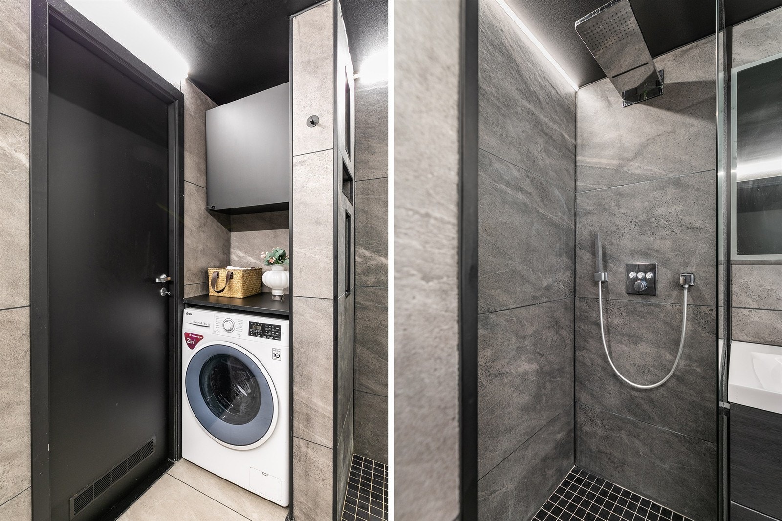 Badet er høyt utnyttet og påkostet, blant annet med innbygget dusjbatteri. Rørfornying er utført så nylig som i 2026. Galleribilde