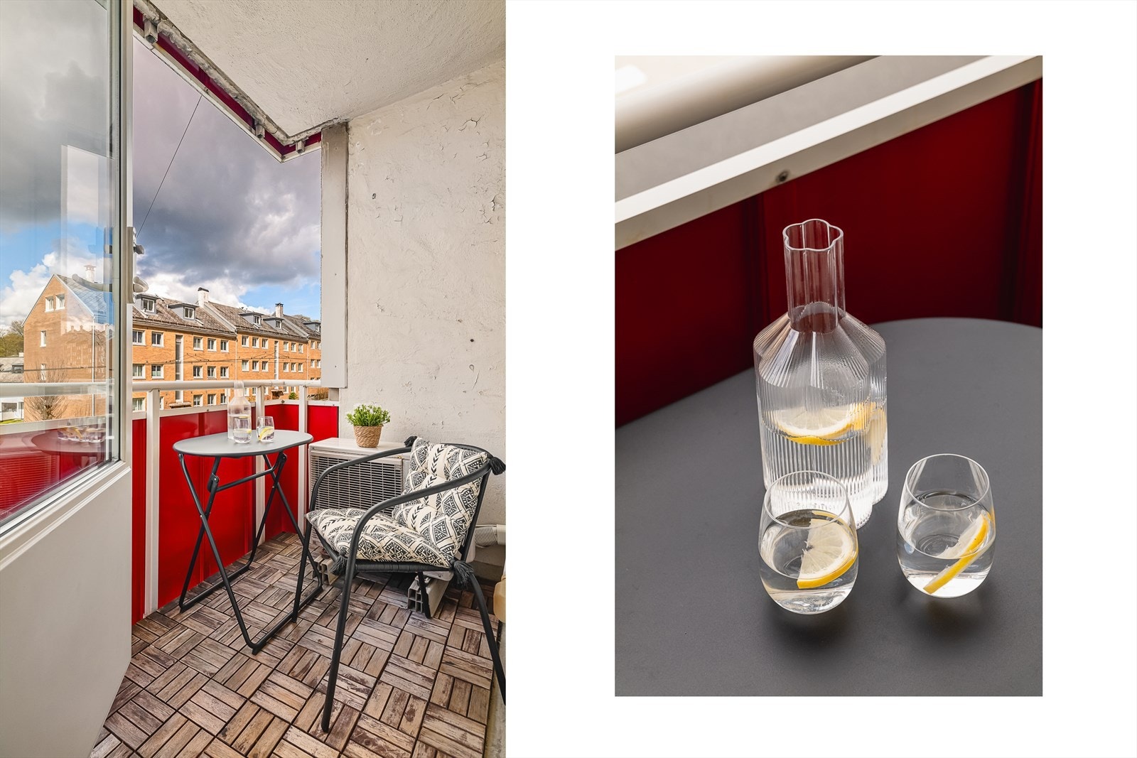 Balkongen har plass til en liten sittegruppe og vender ut mot rolige omgivelser. Galleribilde
