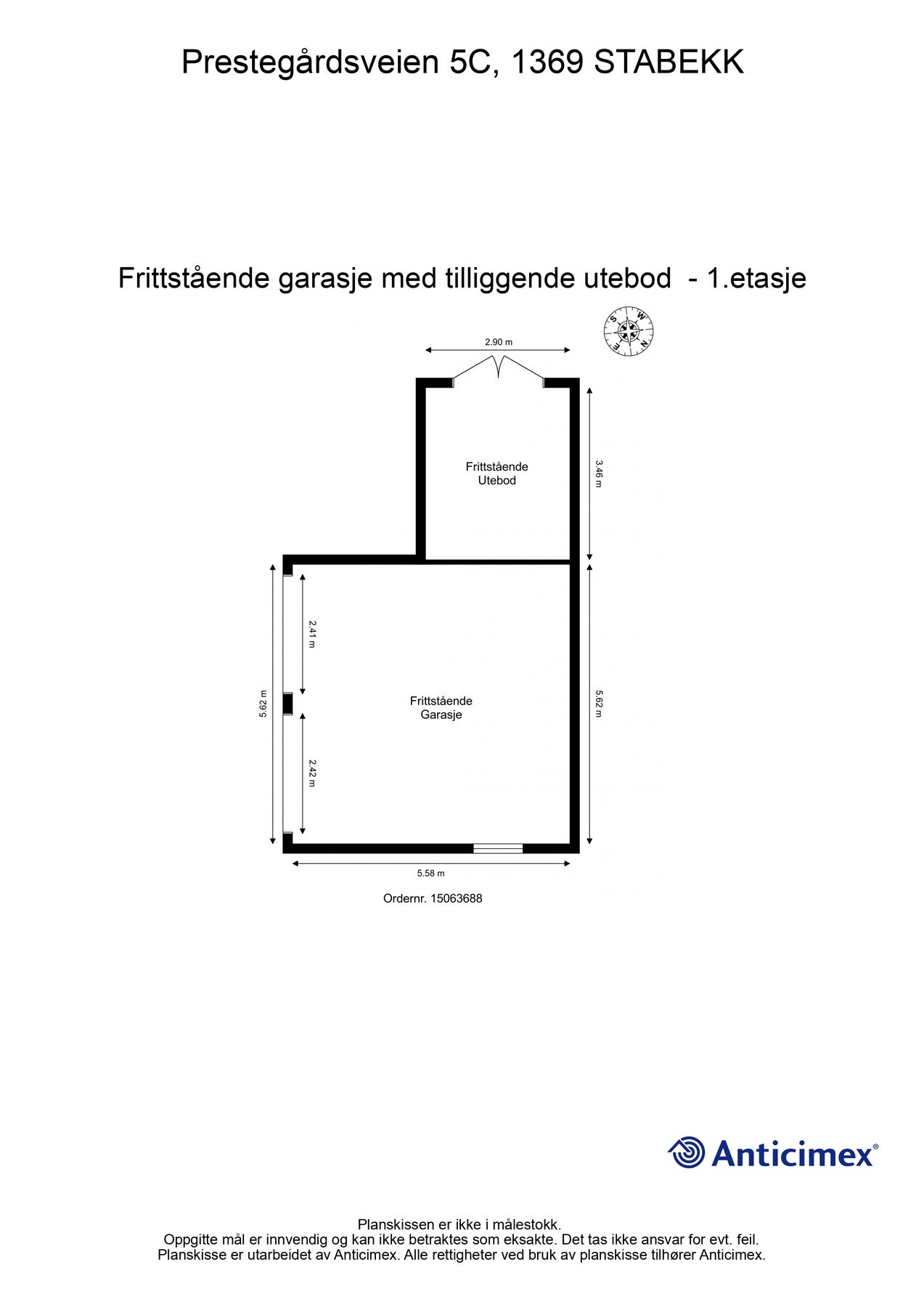 BRA-e 42 m²: Garasje 31 m² og utebod 11 m². Galleribilde
