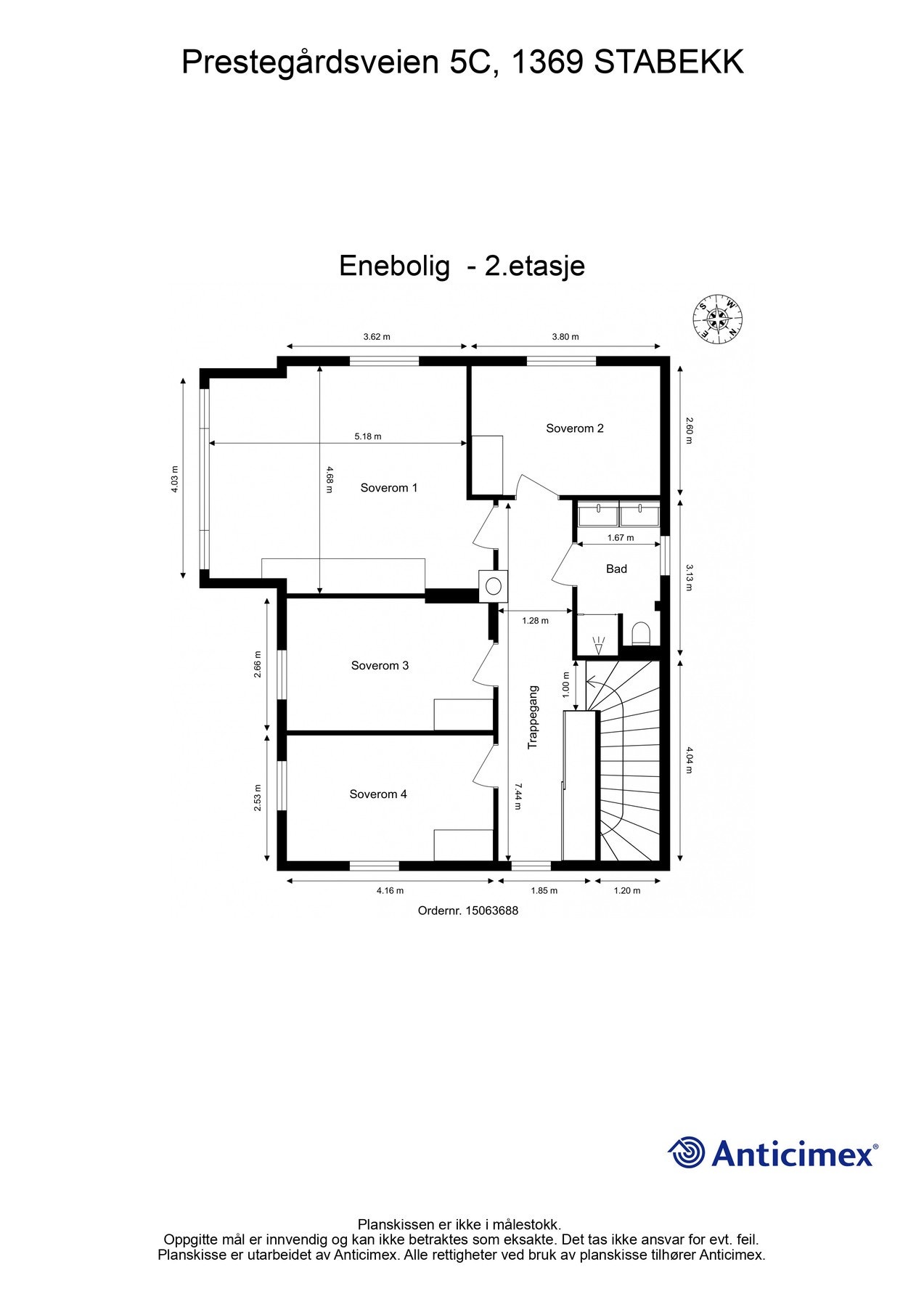 2.etg: BRA-i 84 m²: Trappegang, bad og fire soverom. Galleribilde