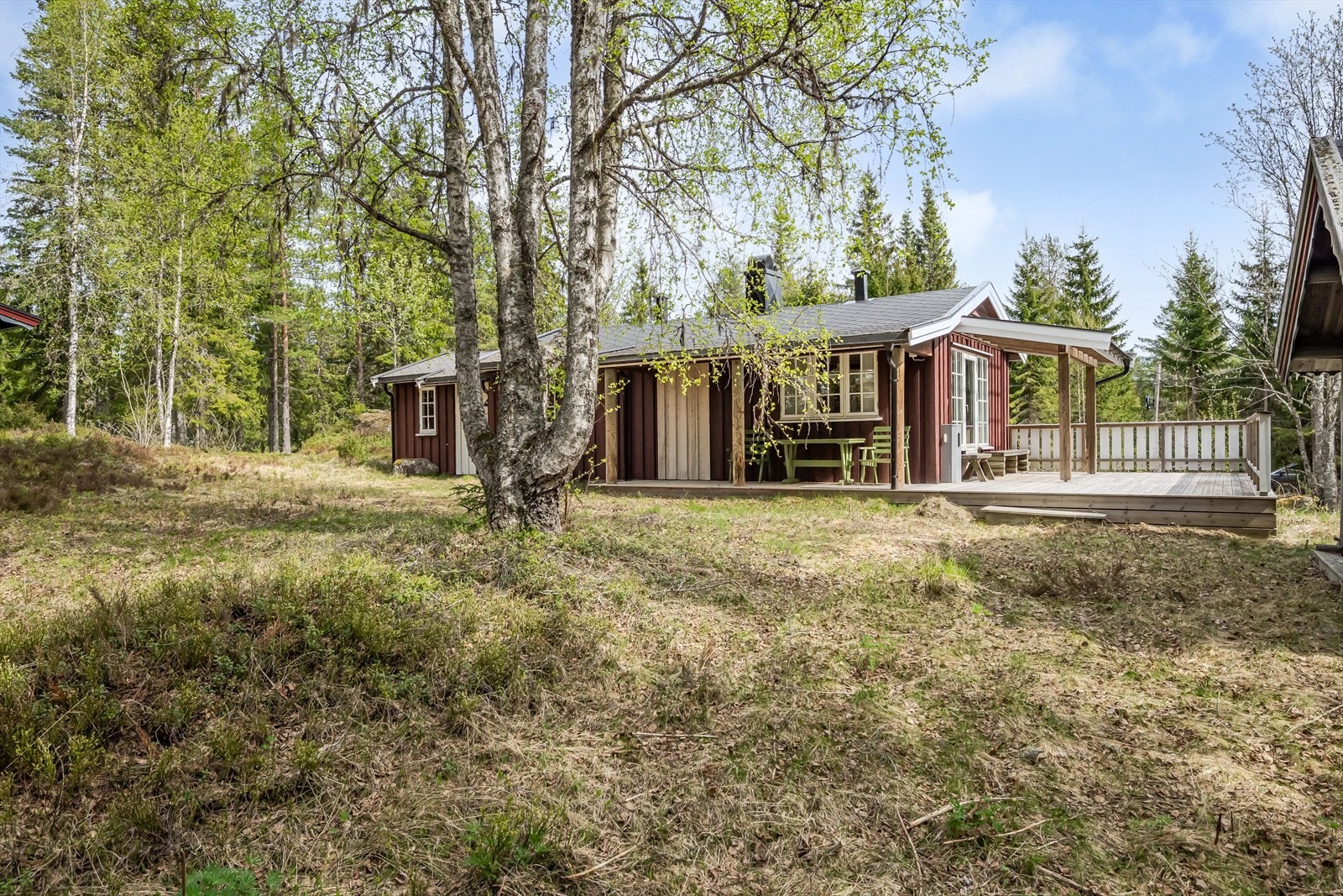 Eiendommen består av hytte, uthus/anneks og stabbur. Galleribilde