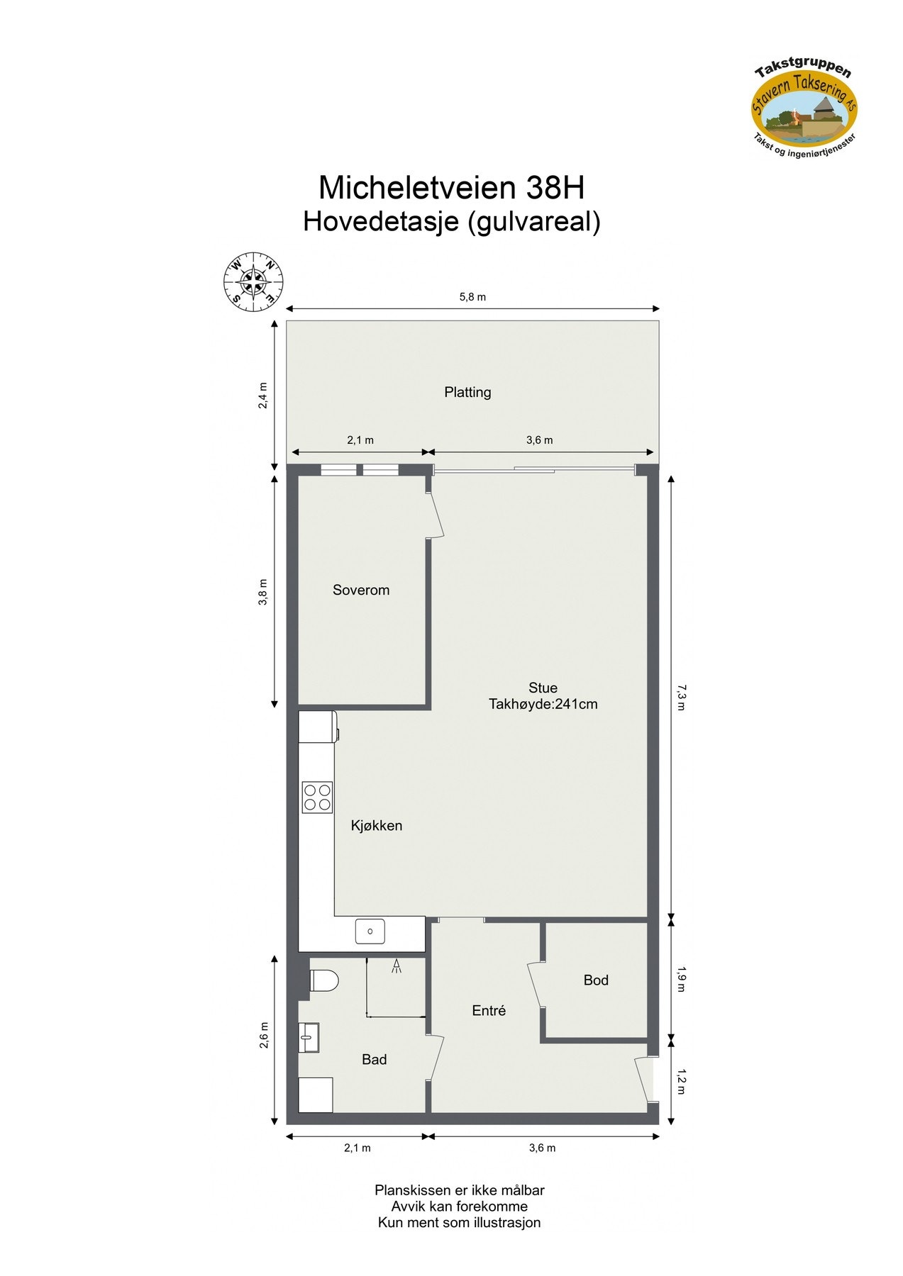 Målsatt plantegning. Galleribilde