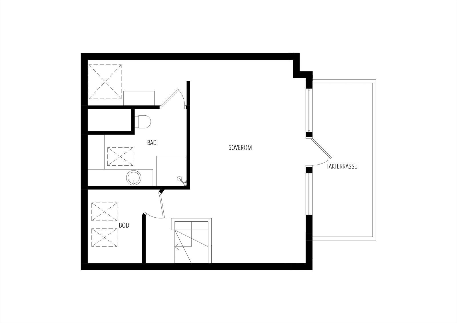 Plantegning loft - Soverom loft ikke bruks endret og/eller godkjent Galleribilde