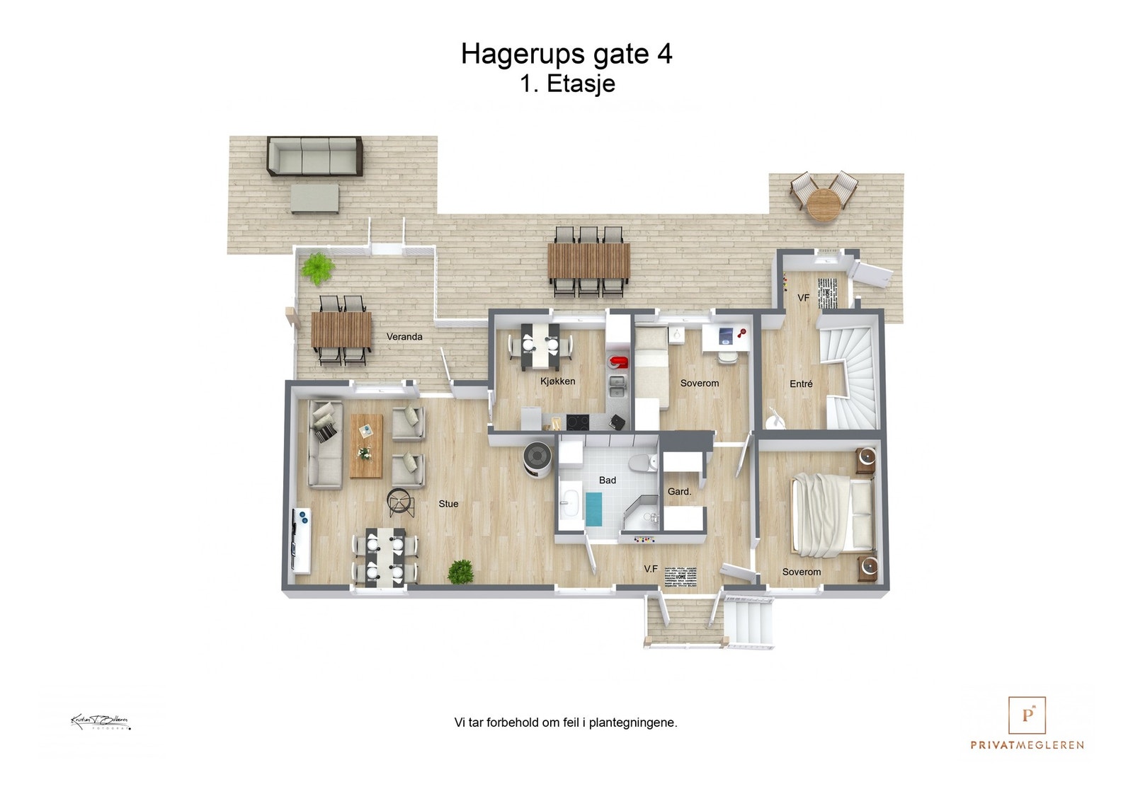 3 D plantegning 1. etasje Galleribilde