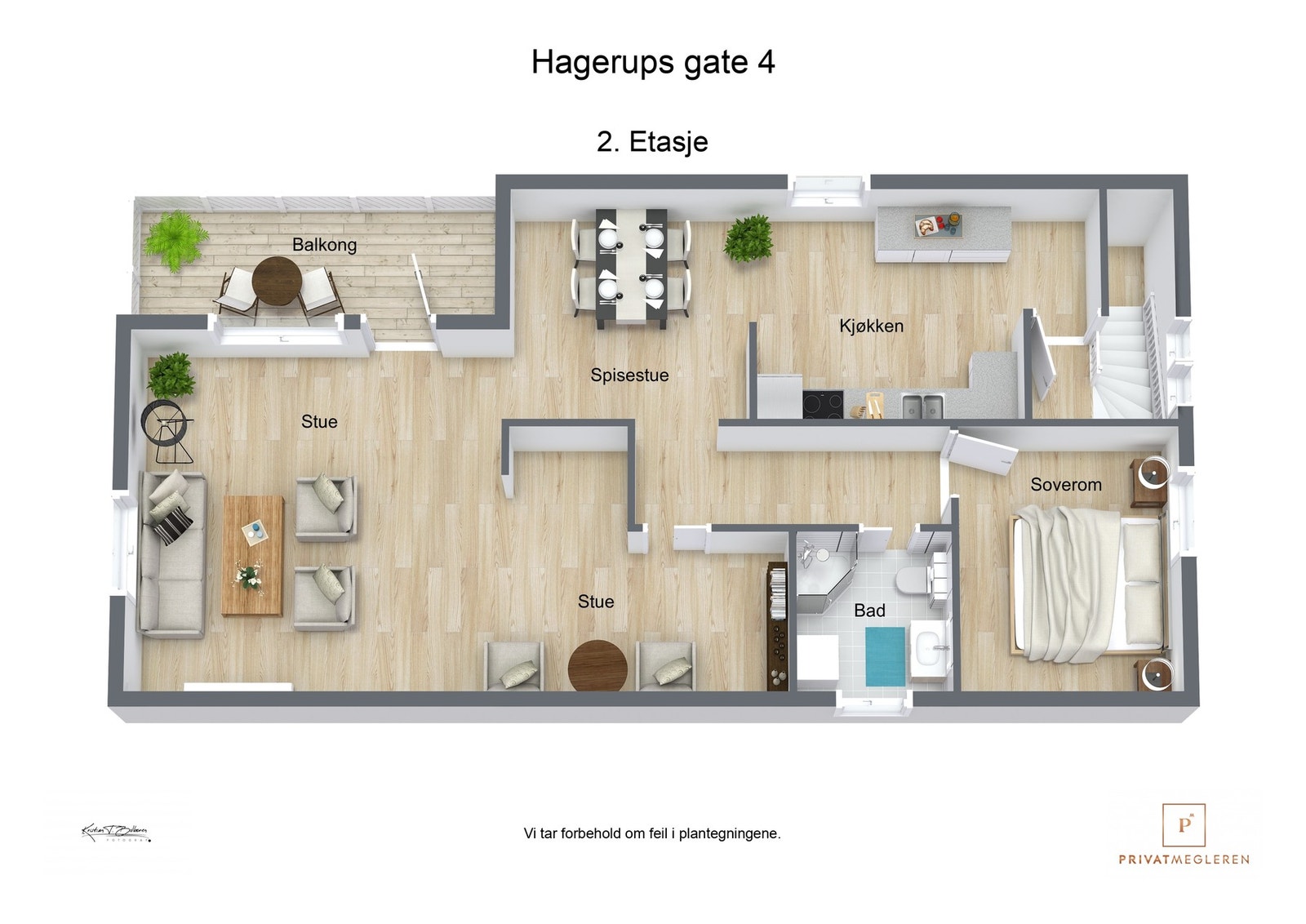 3 D plantegning 2. etasje Galleribilde