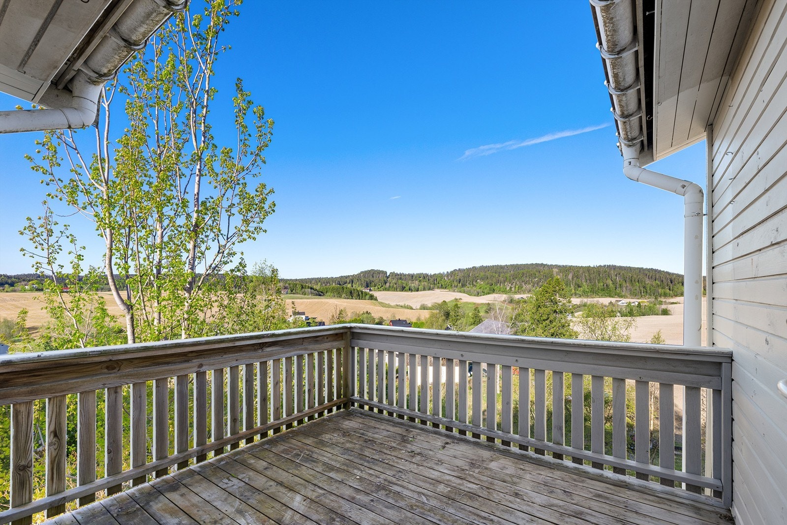 Landlig og vid utsikt fra terrassen Galleribilde