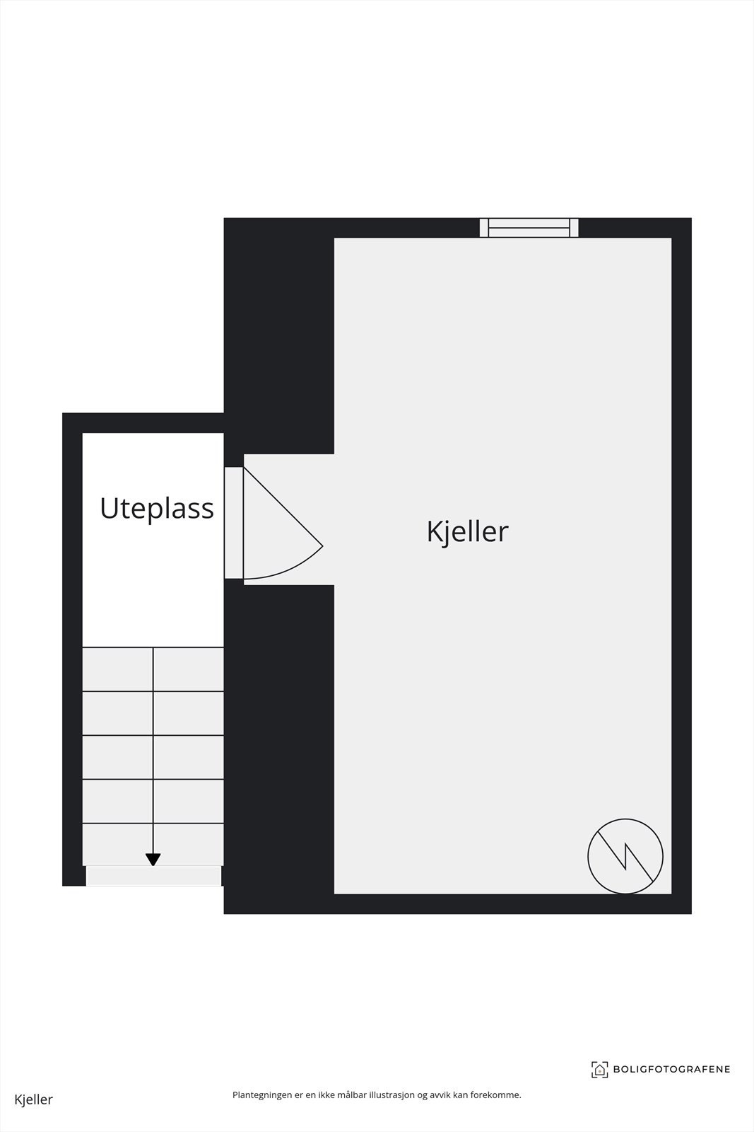 Plantegning kjeller, inngang fra utsiden. Galleribilde